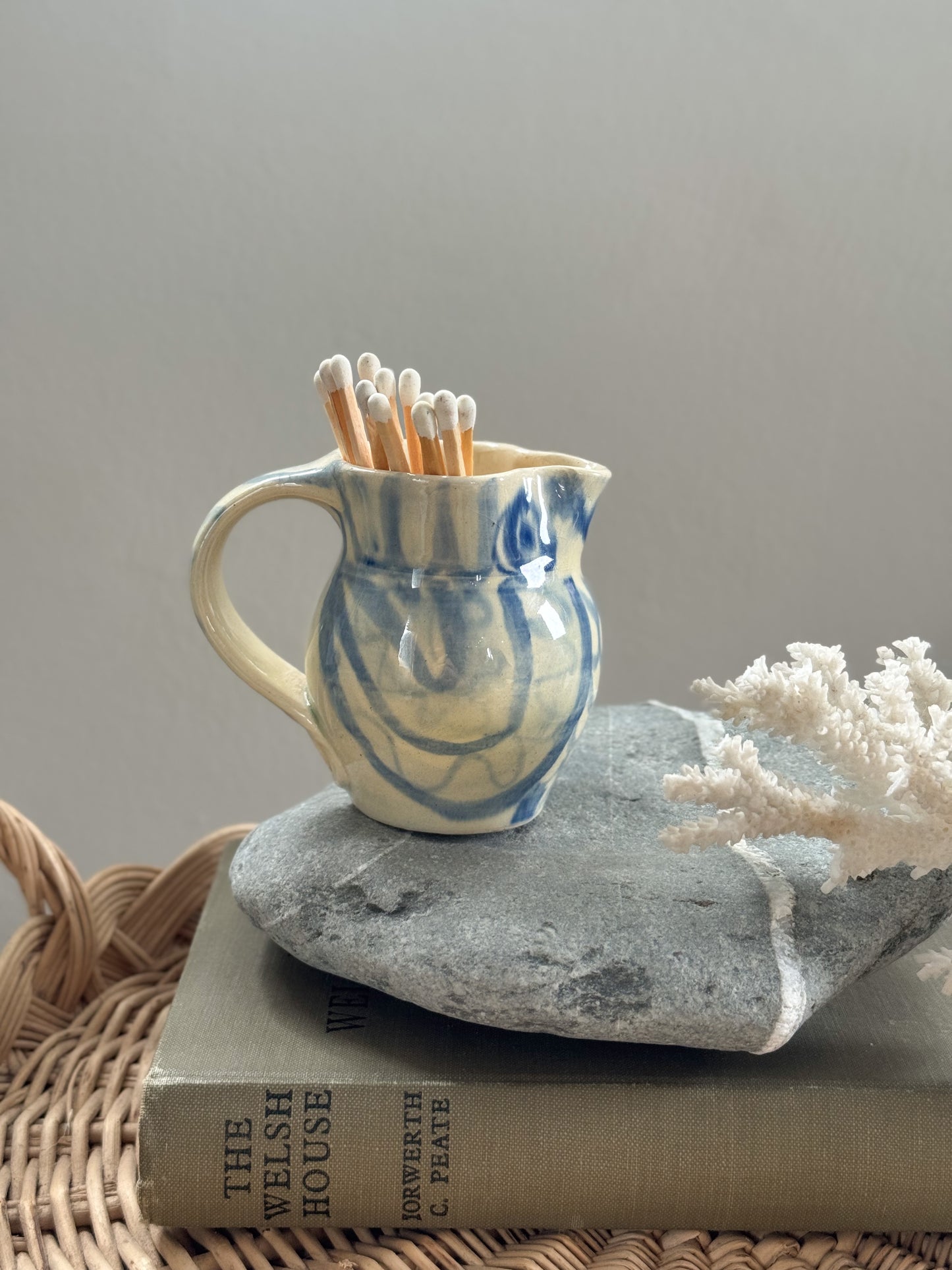 Very Rare Welsh Studio Pottery Owl Creamer by Steve Barkworth, Pen y Bonc Pottery, Amlwch