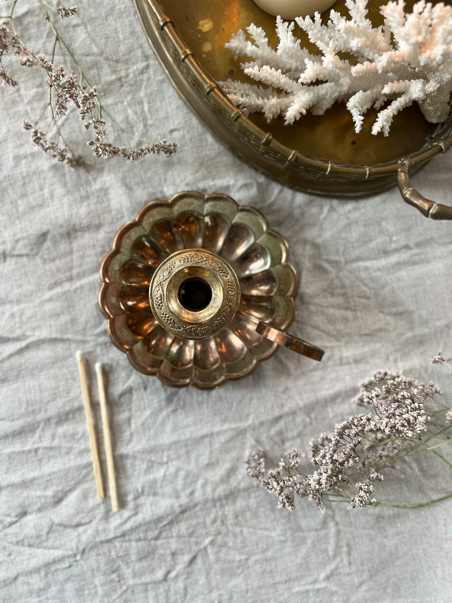 Copper Plated Scalloped Chamberstick