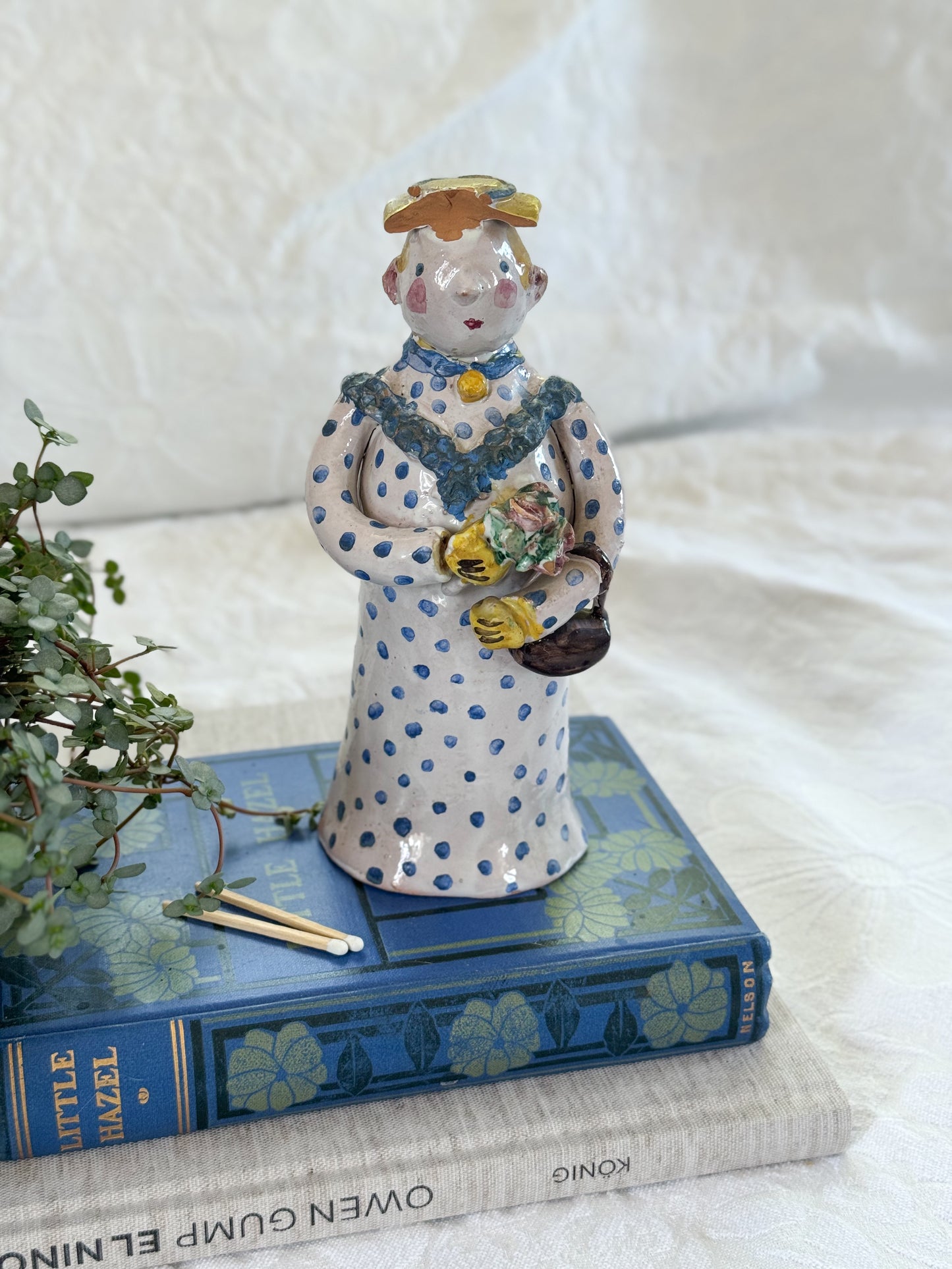 Incredible One-of-a-Kind Studio Pottery Figure – Folk Art Lady (Signed)