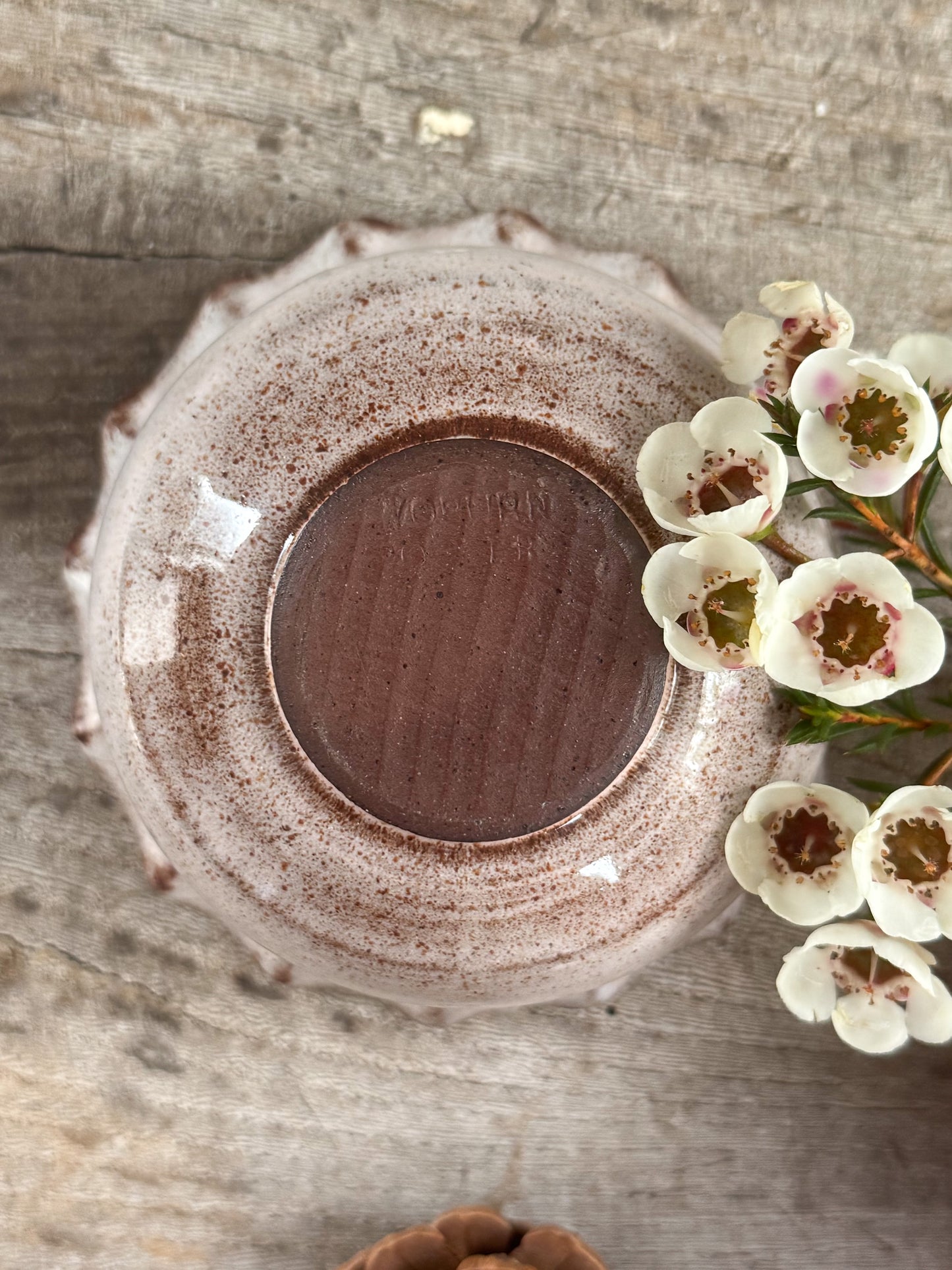 Vintage Studio Pottery Scalloped Edge Bowl by Woburn Pottery