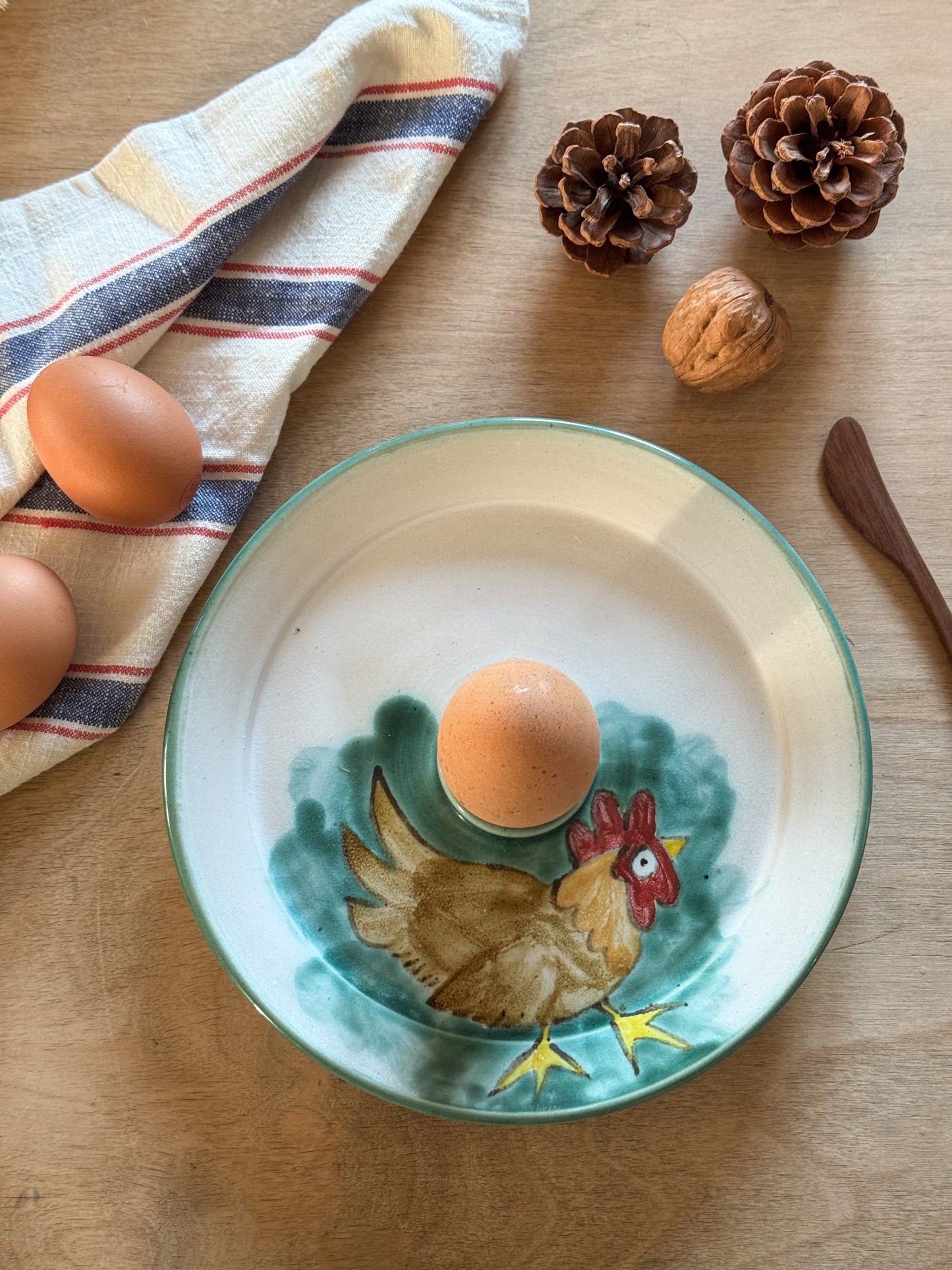 Hand-Painted Vintage Studio Pottery ‘Dippy Egg’ Plate