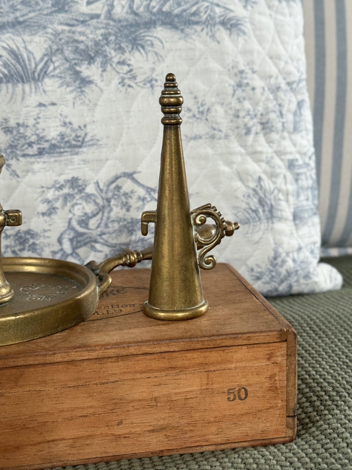 Antique Solid Brass Chamberstick with Matching Snuffer