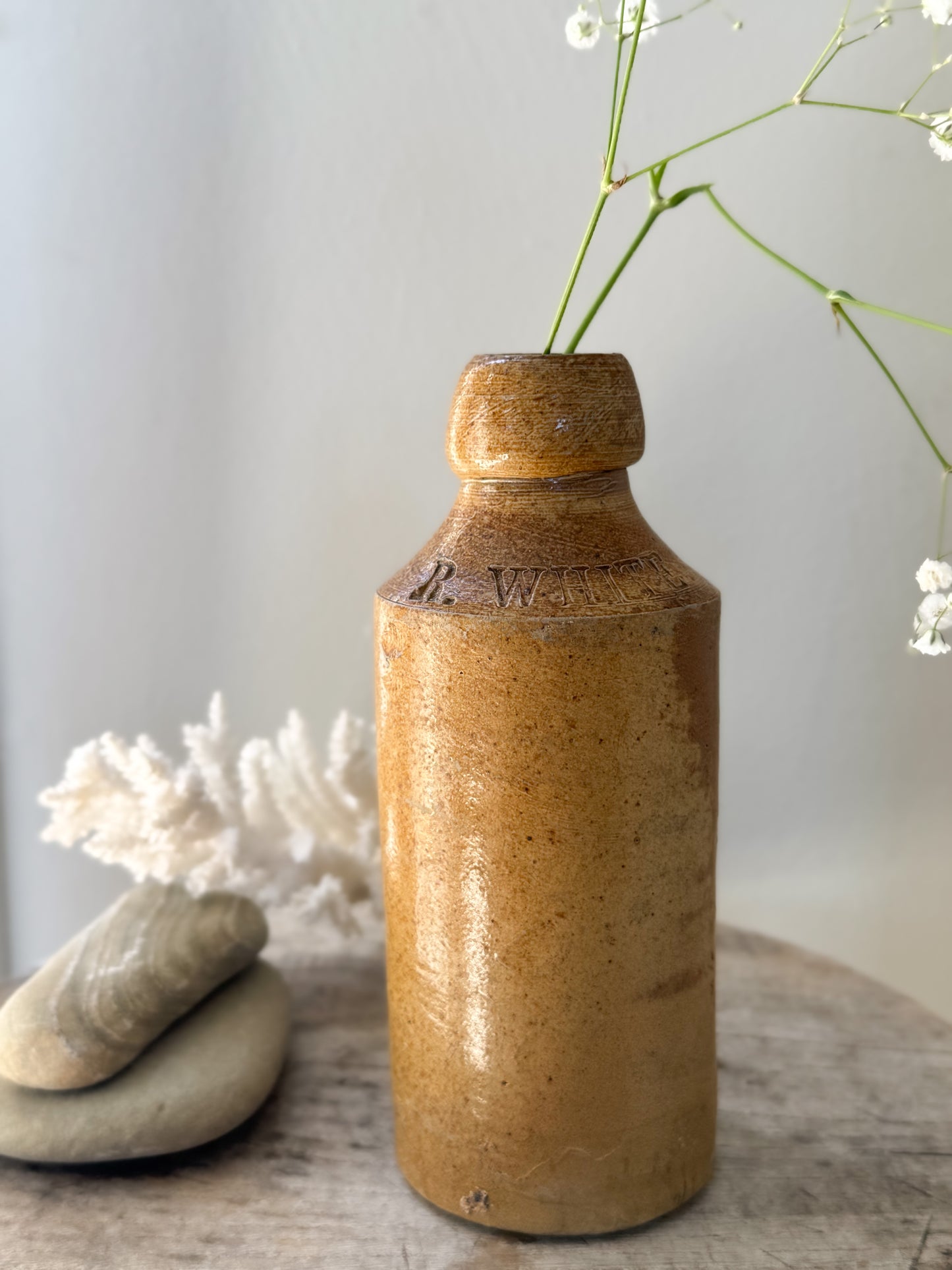 Antique Stoneware Ginger Beer Bottle, R. White, London