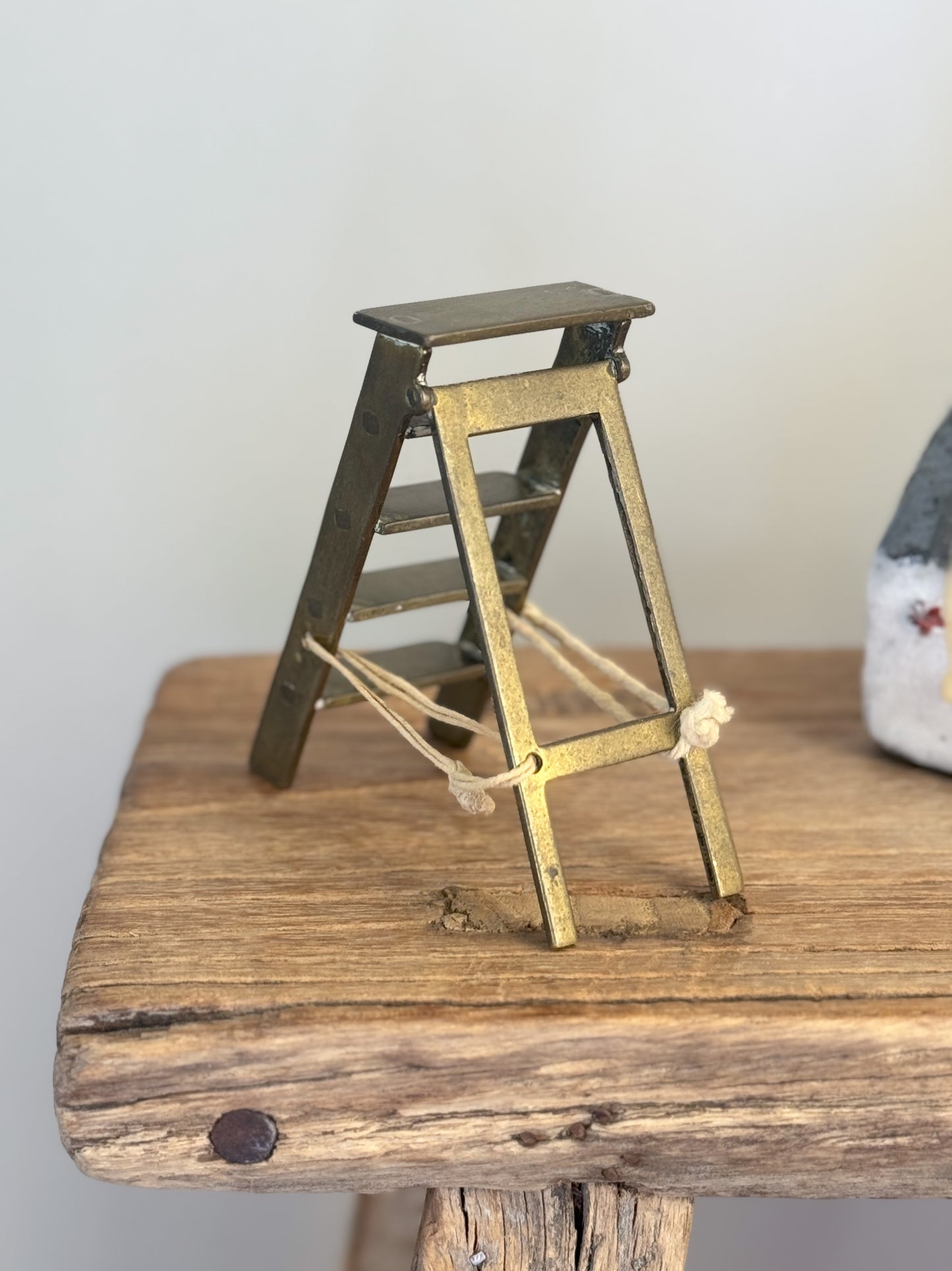 Vintage Handmade Miniature Brass Step Ladder