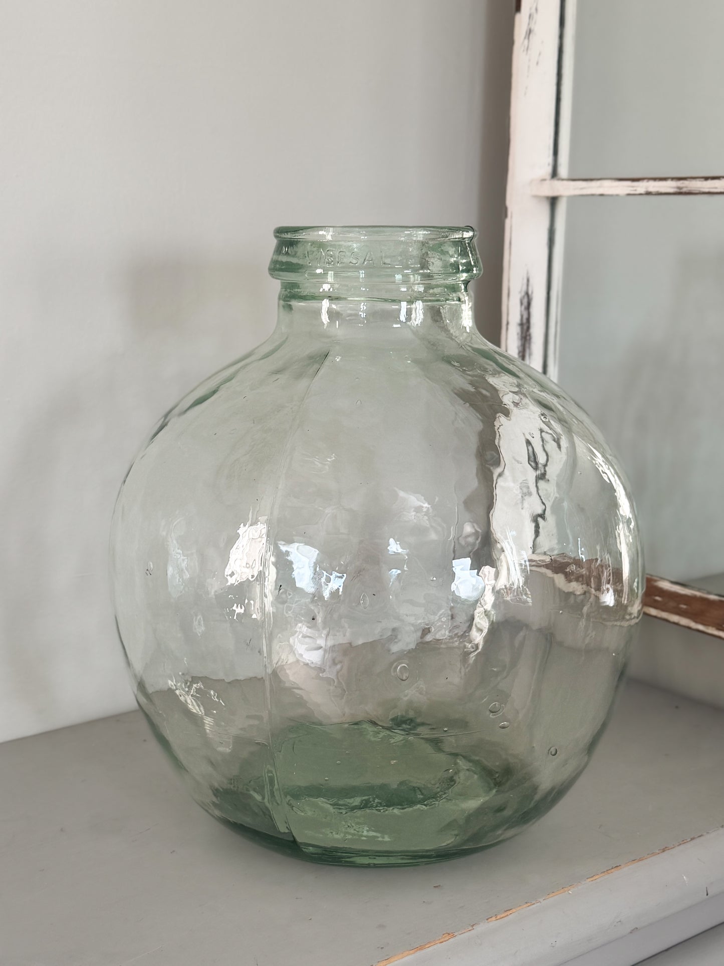 Large Vintage Spanish Handblown Glass Terrarium Carboy Vase - Stamped Vibesal