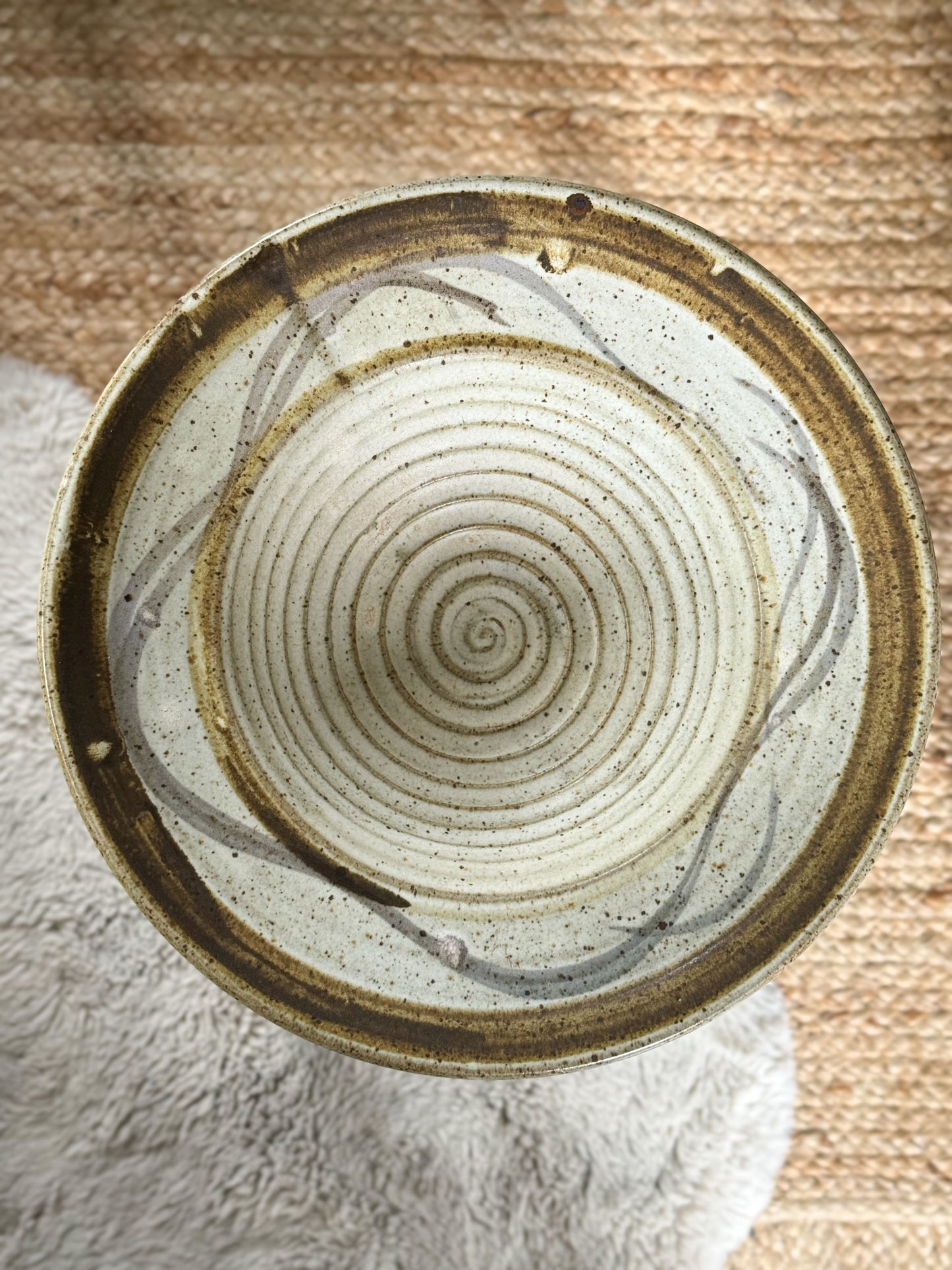 Large Studio Pottery Abstract Fruit Bowl