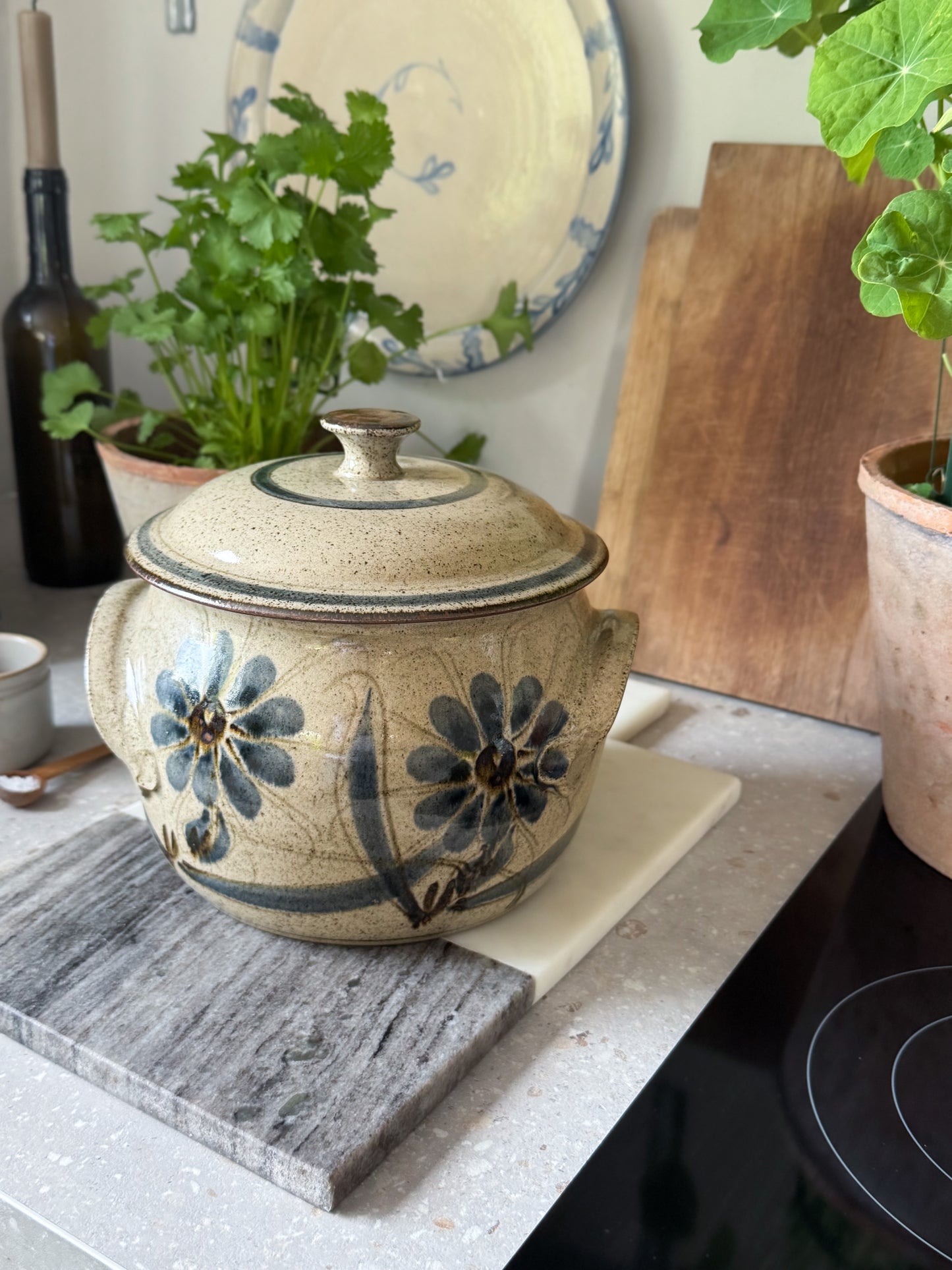 Large Hand-Thrown Studio Pottery Lidded Pot / Bread Bin