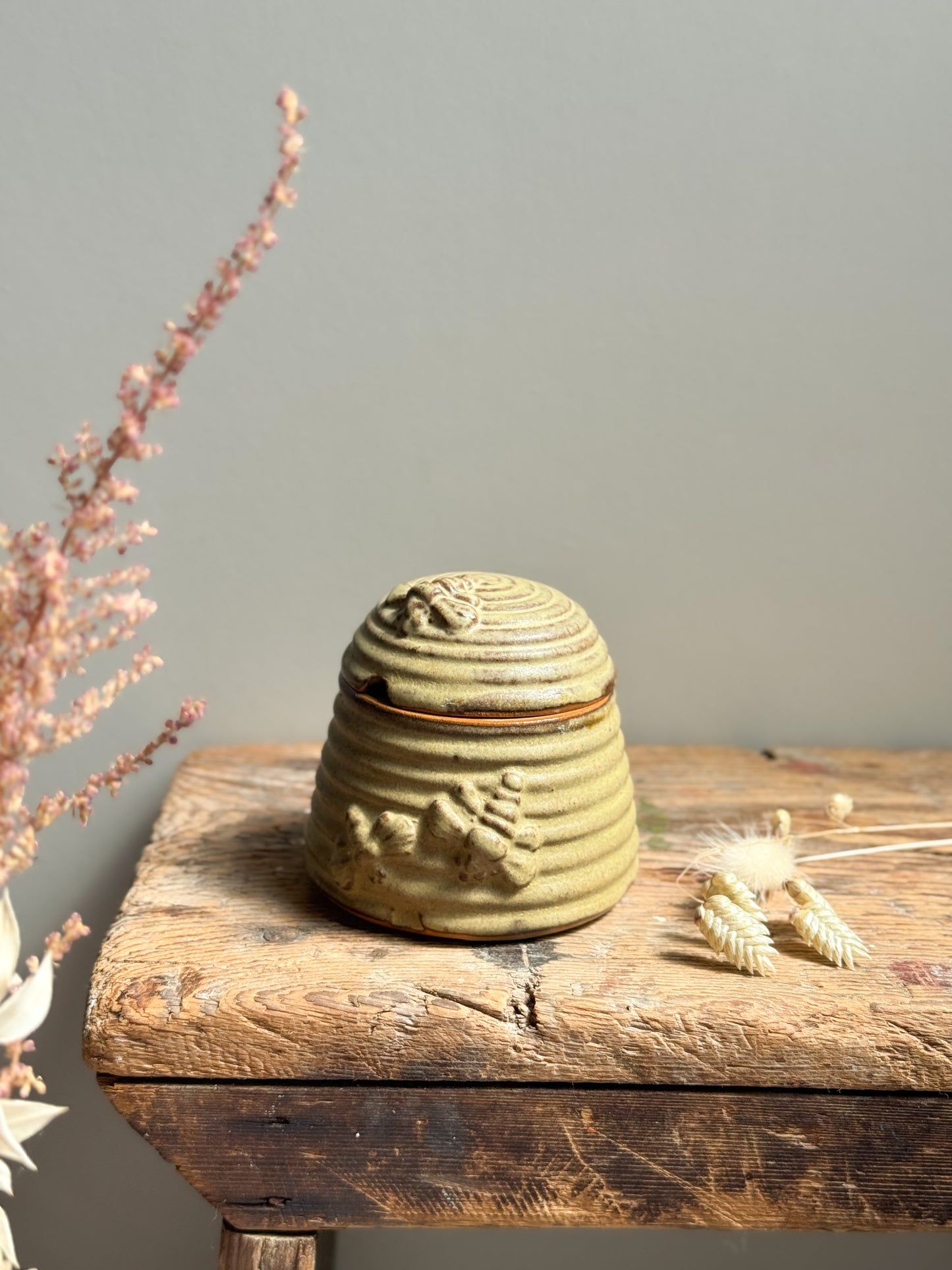 Vintage Charmouth Pottery Honey Bee Pot • Preserve Jar, Beehive Shaped