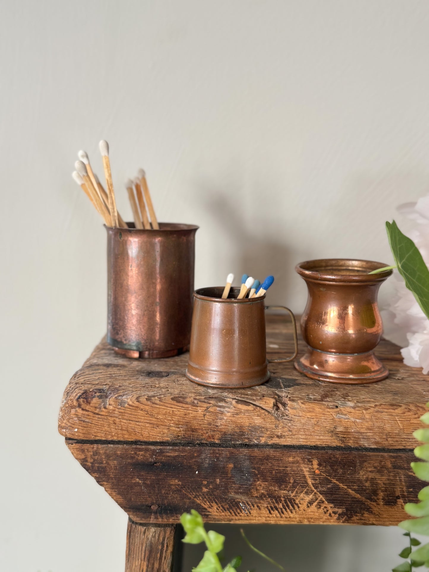 Trio of Vintage Miniature Copper Pots