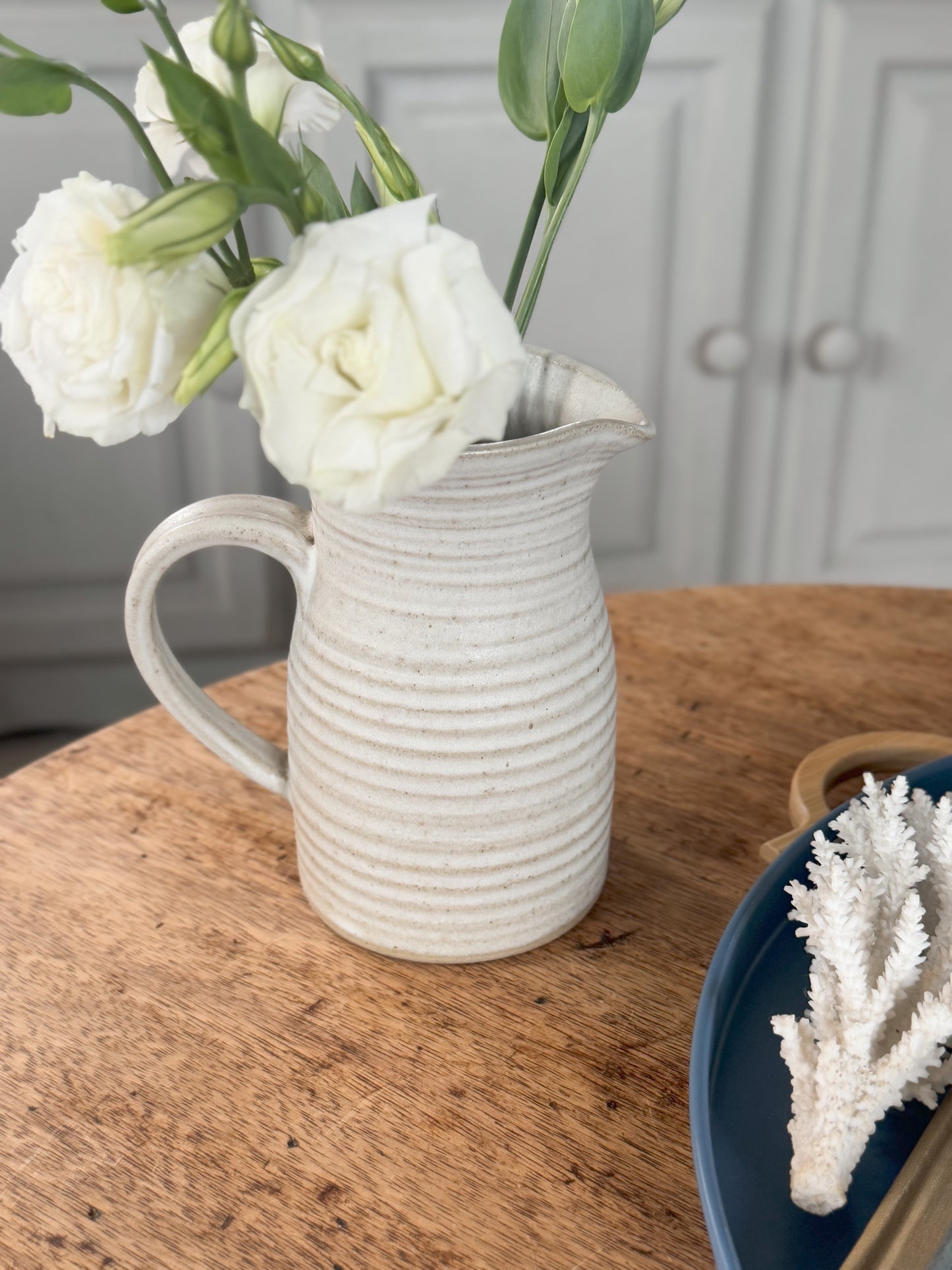 Vintage Studio Pottery Abstract Floral Jug