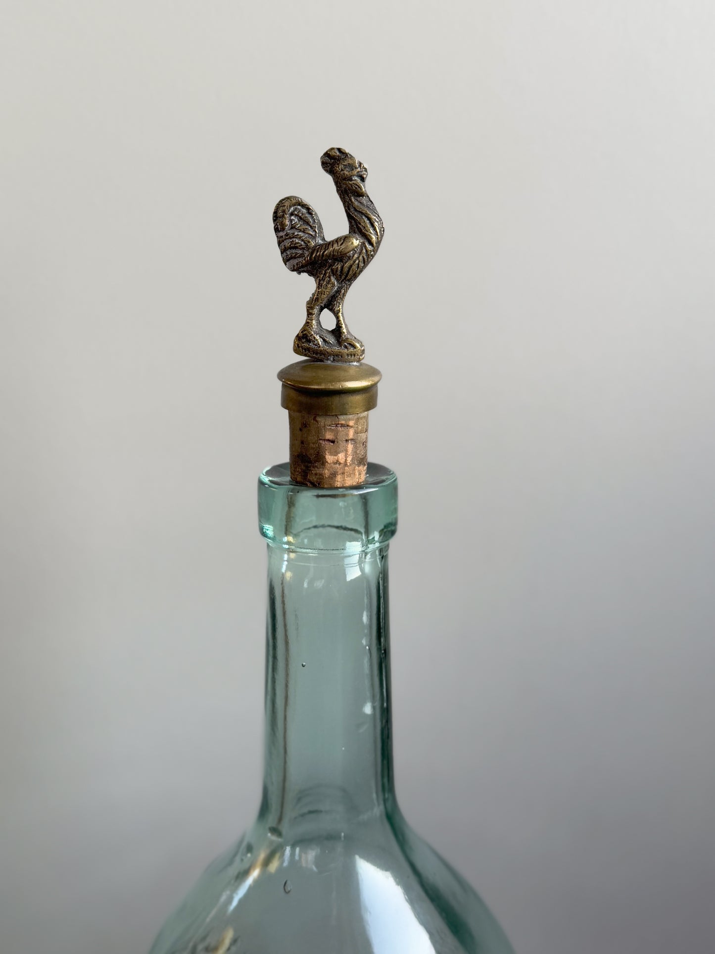 Antique Brass Cockerel Bottle Stopper