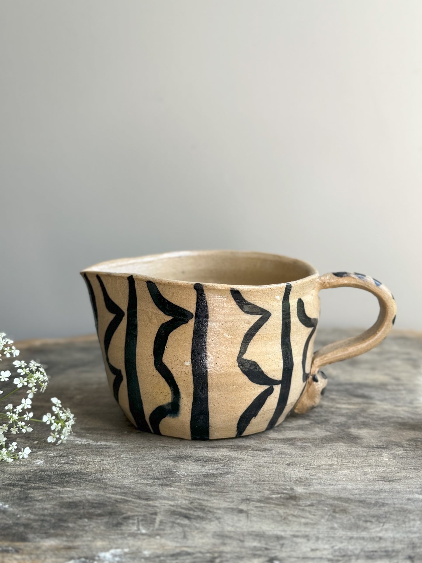 Folk Art Studio Pottery Abstract Milk Jug