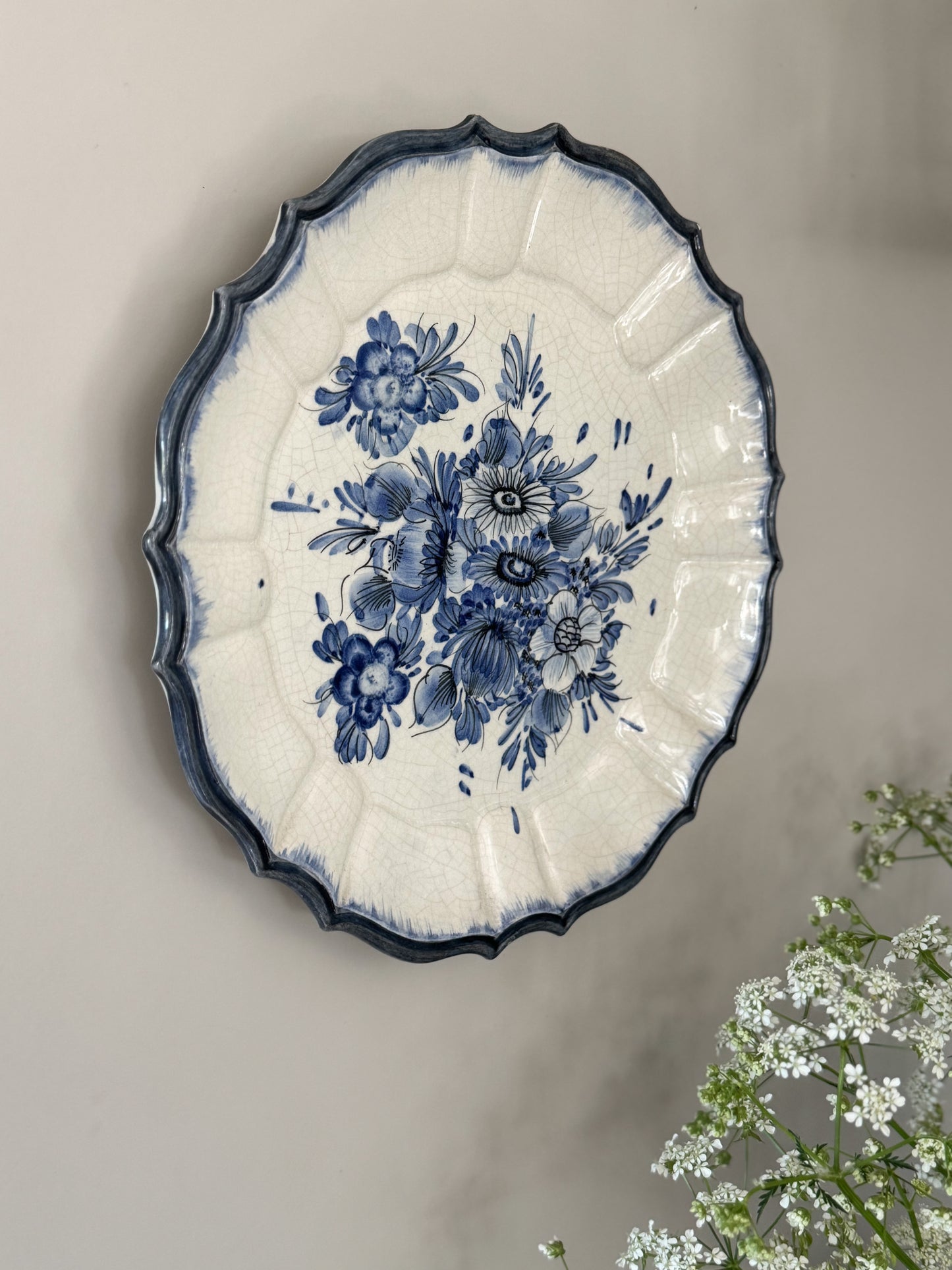 Vintage Italian Faience Plate – Blue Floral by T.S. Monetto