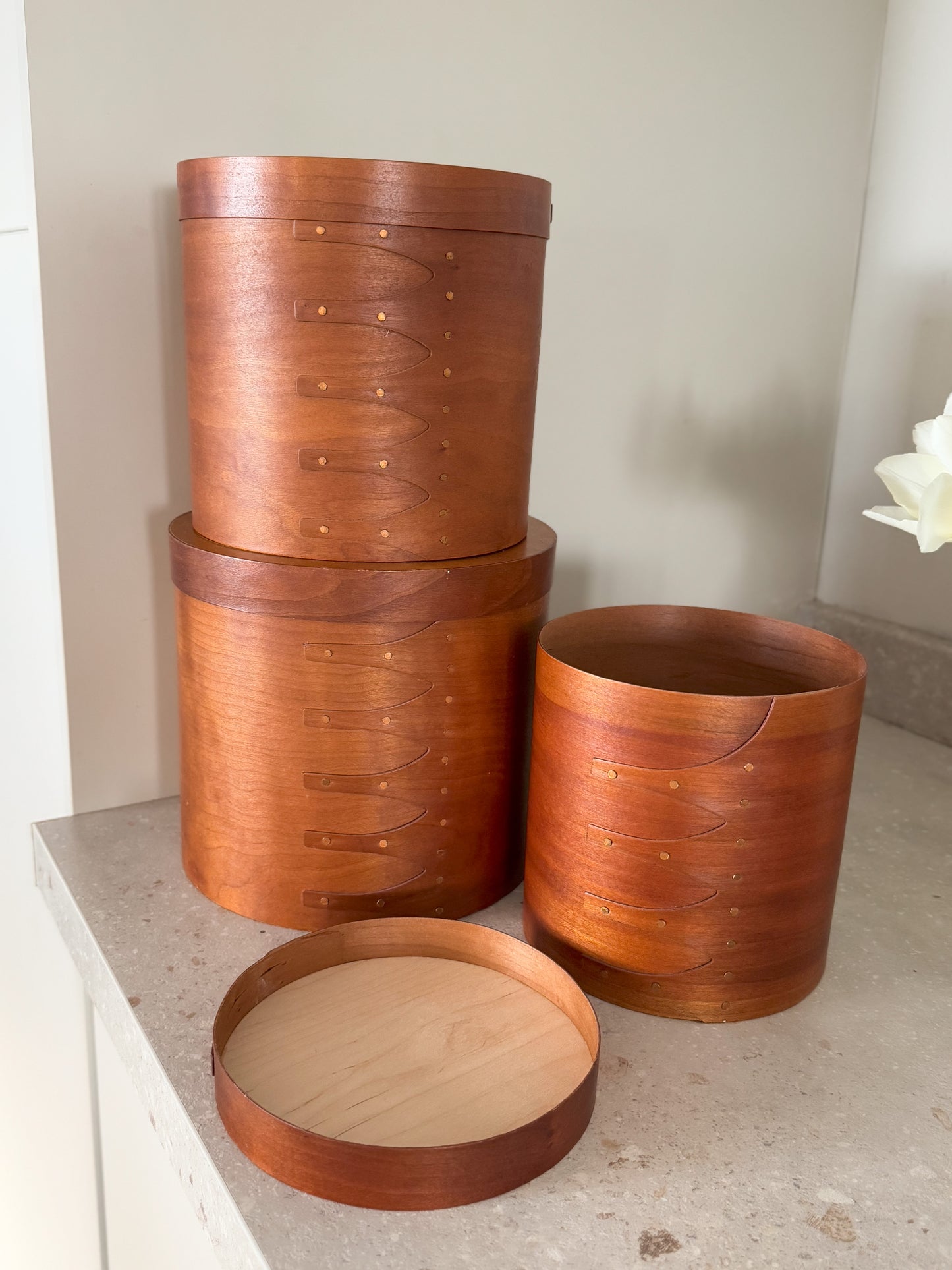 Vintage Handmade Bentwood Shaker Storage Boxes • Set of 3