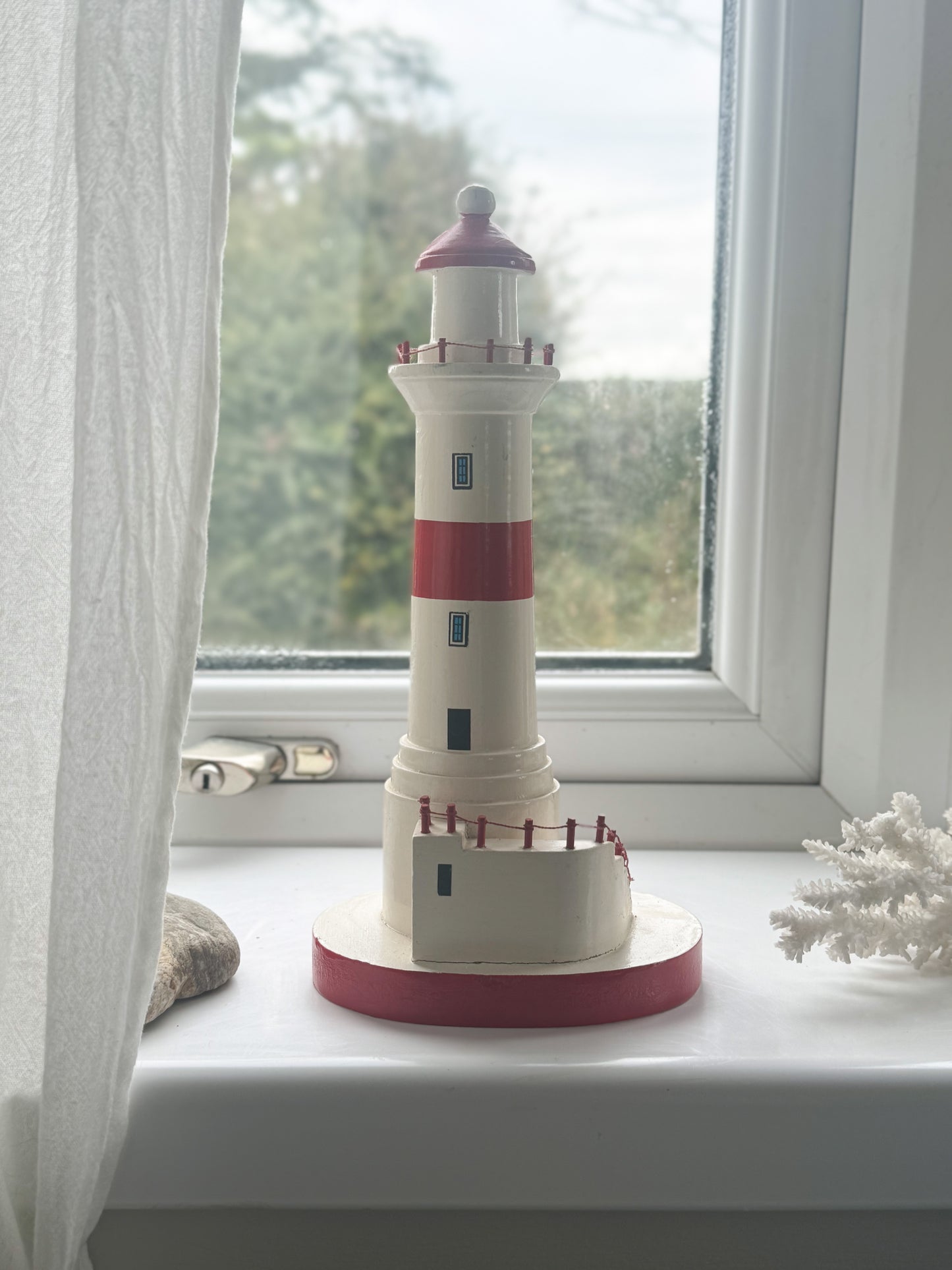 Vintage Wooden Painted Lighthouse