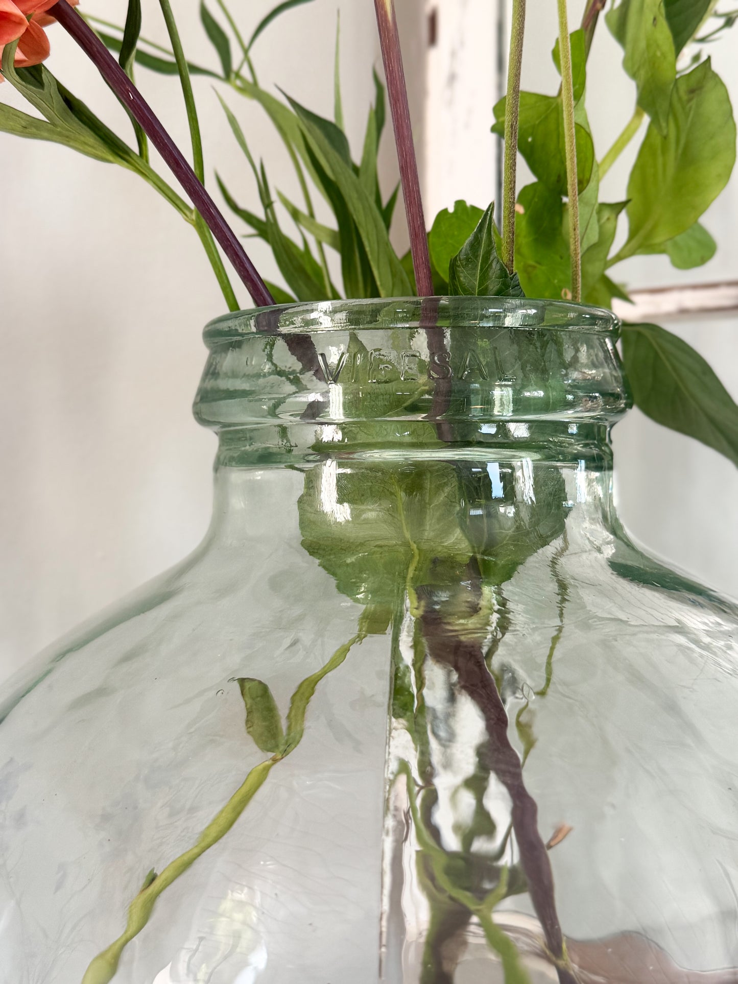 Large Vintage Spanish Handblown Glass Terrarium Carboy Vase - Stamped Vibesal