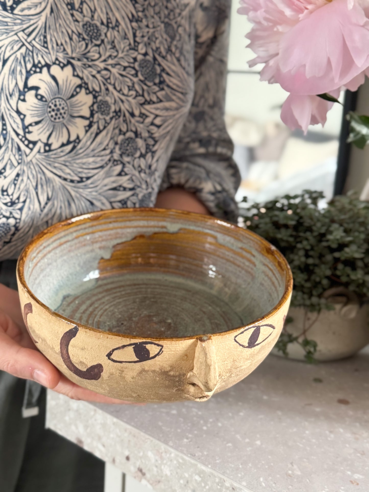Unique ‘Face of the Moon’ Studio Pottery Bowl