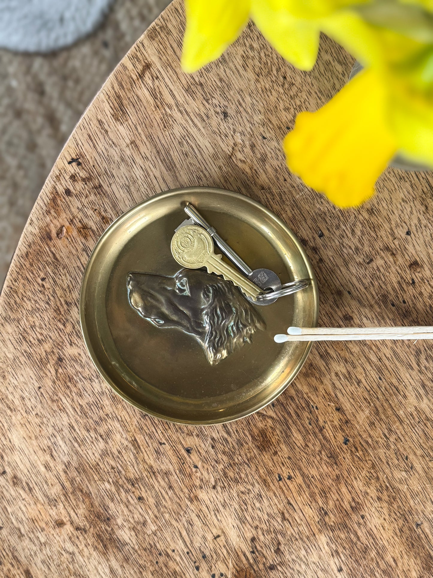 Vintage Solid Brass Spaniel Trinket Dish