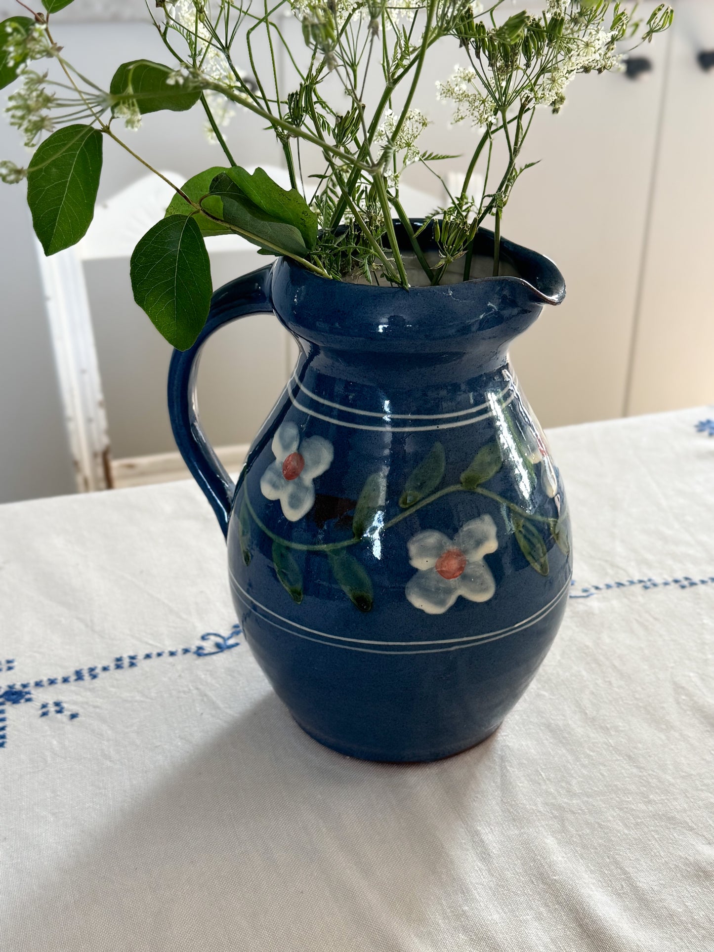 Vintage German Large Studio Pottery Floral Jug – Sourced in Prenzlauer Berg, Berlin