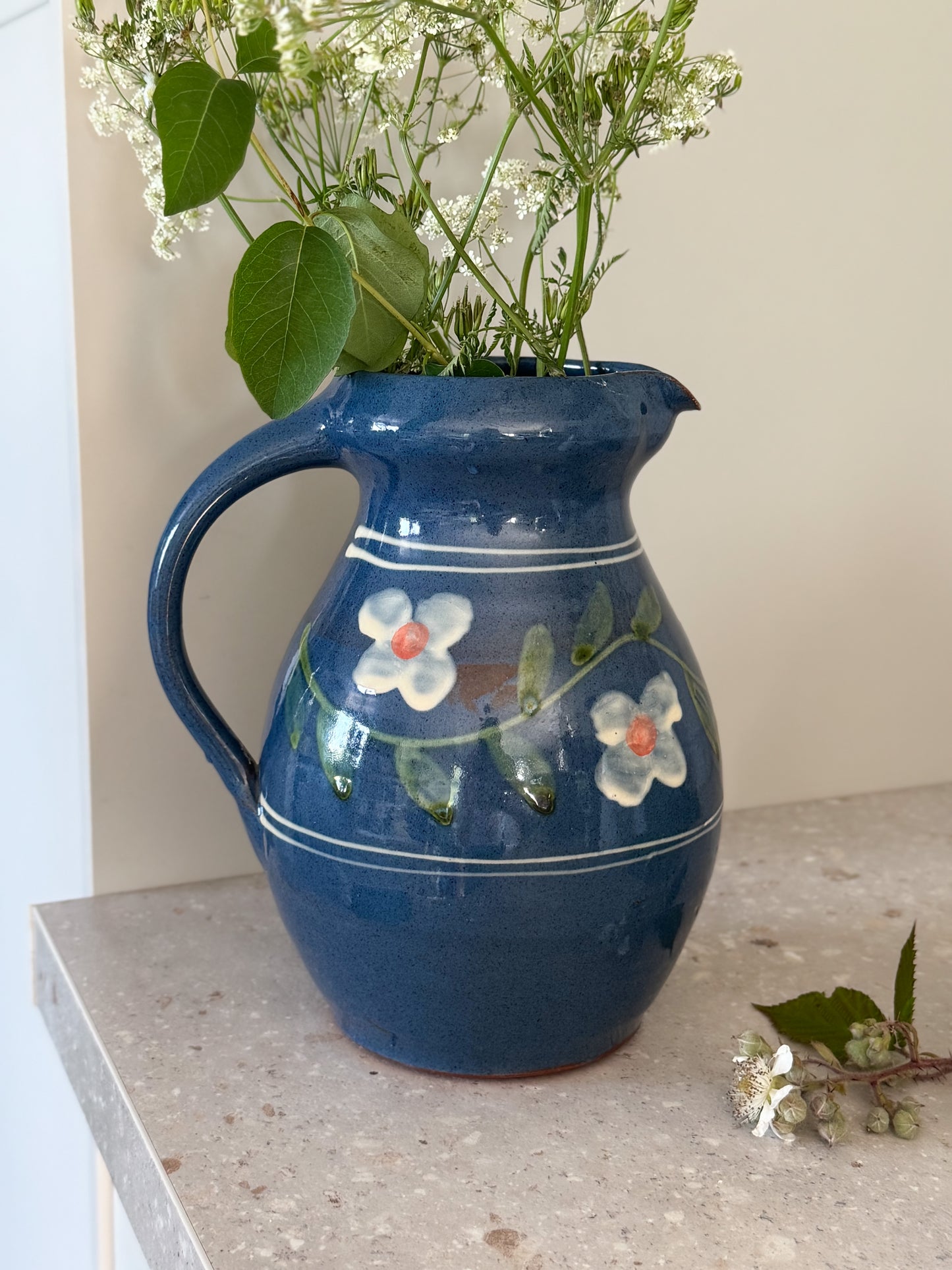 Vintage German Large Studio Pottery Floral Jug – Sourced in Prenzlauer Berg, Berlin