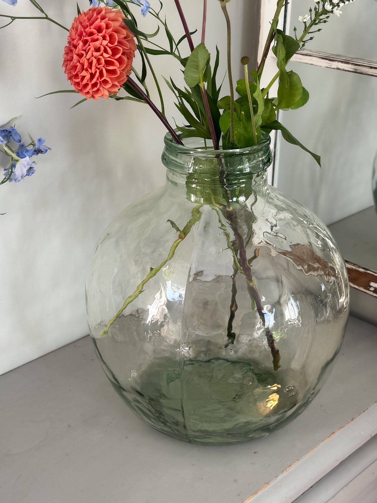 Large Vintage Spanish Handblown Glass Terrarium Carboy Vase - Stamped Vibesal