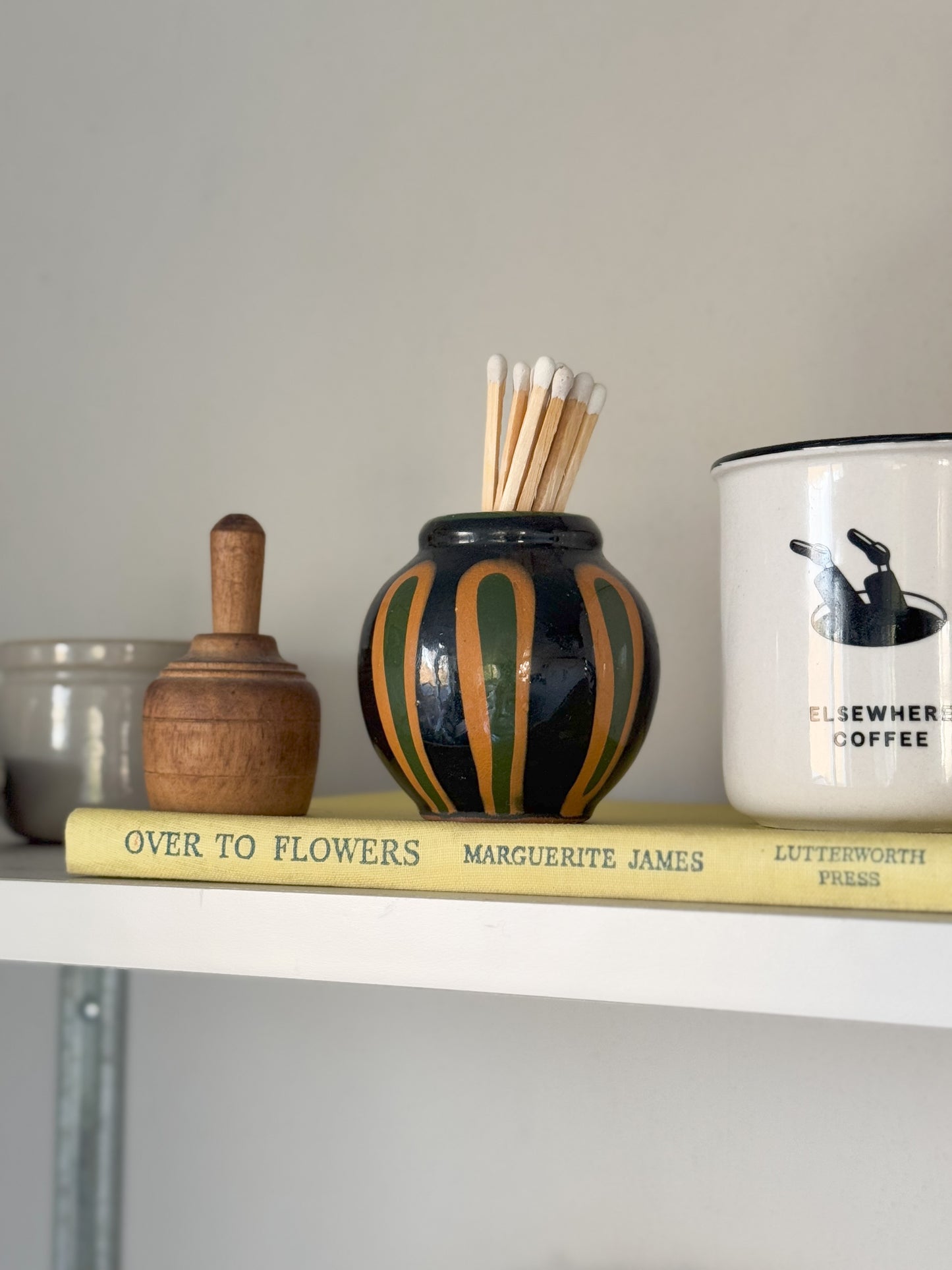 Vintage Slipware Match Pot