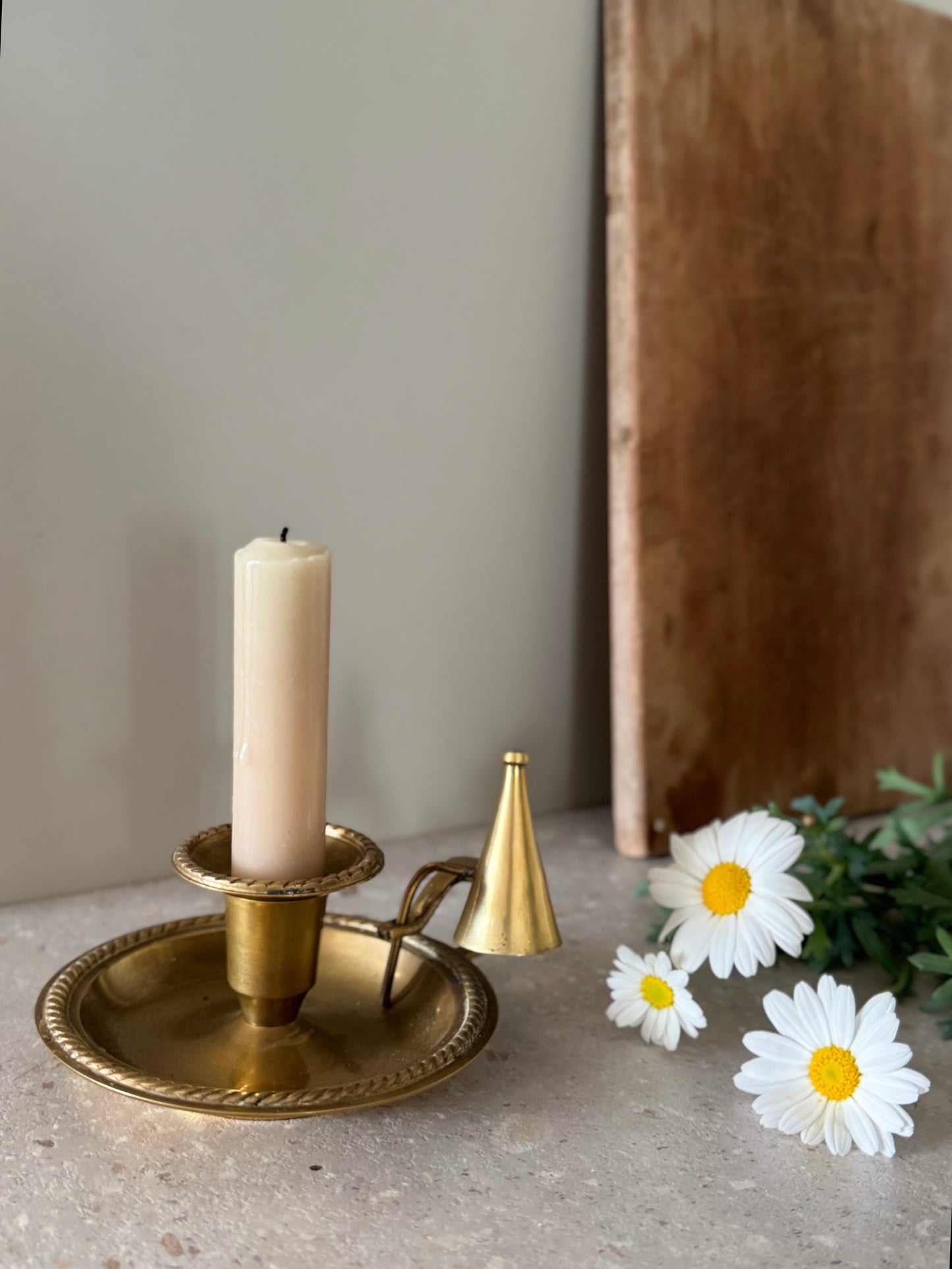 Vintage Solid Brass Chamberstick with Snuffer