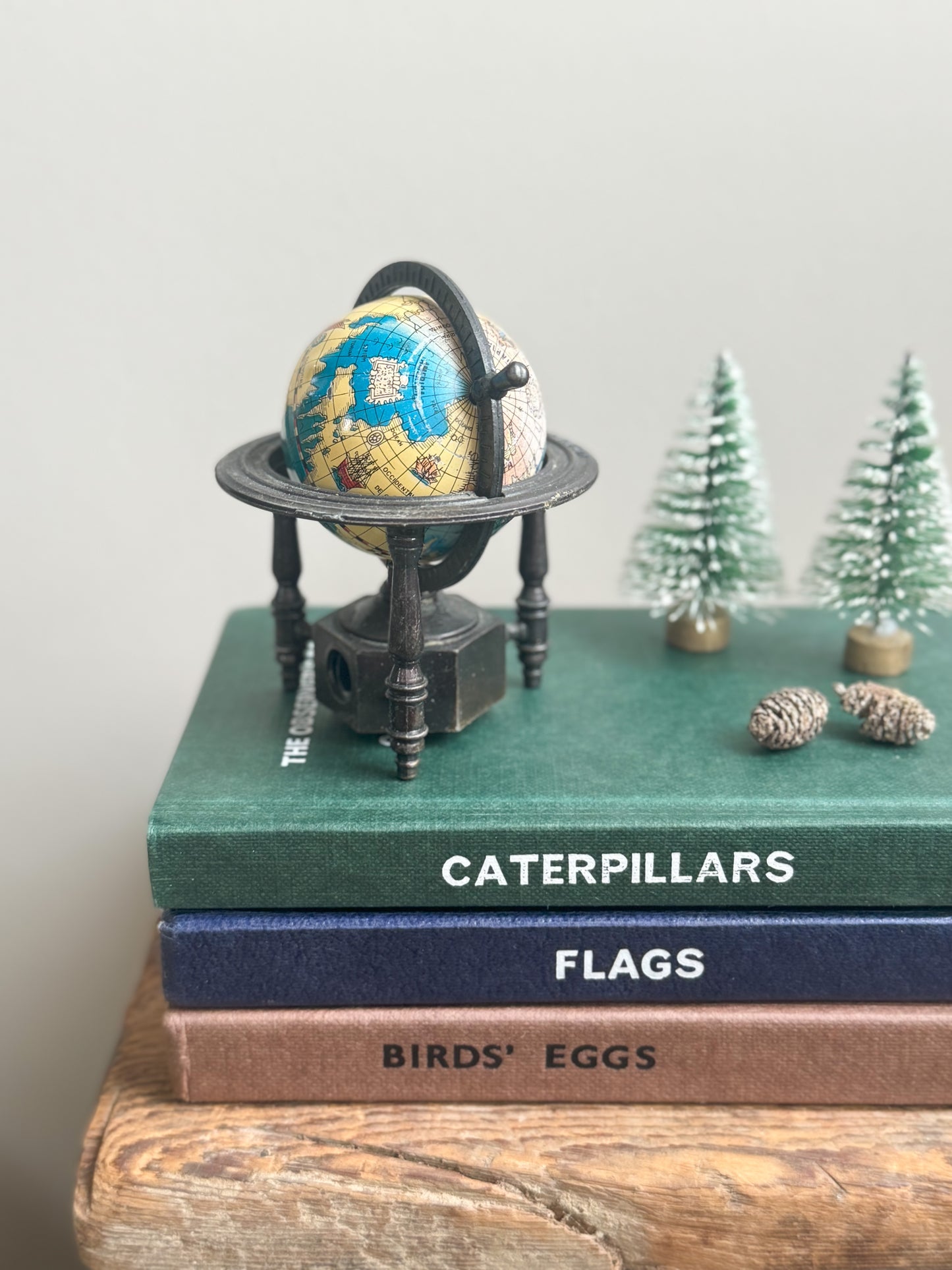 Vintage Enamel Globe Pencil Sharpener, Made in Hong Kong