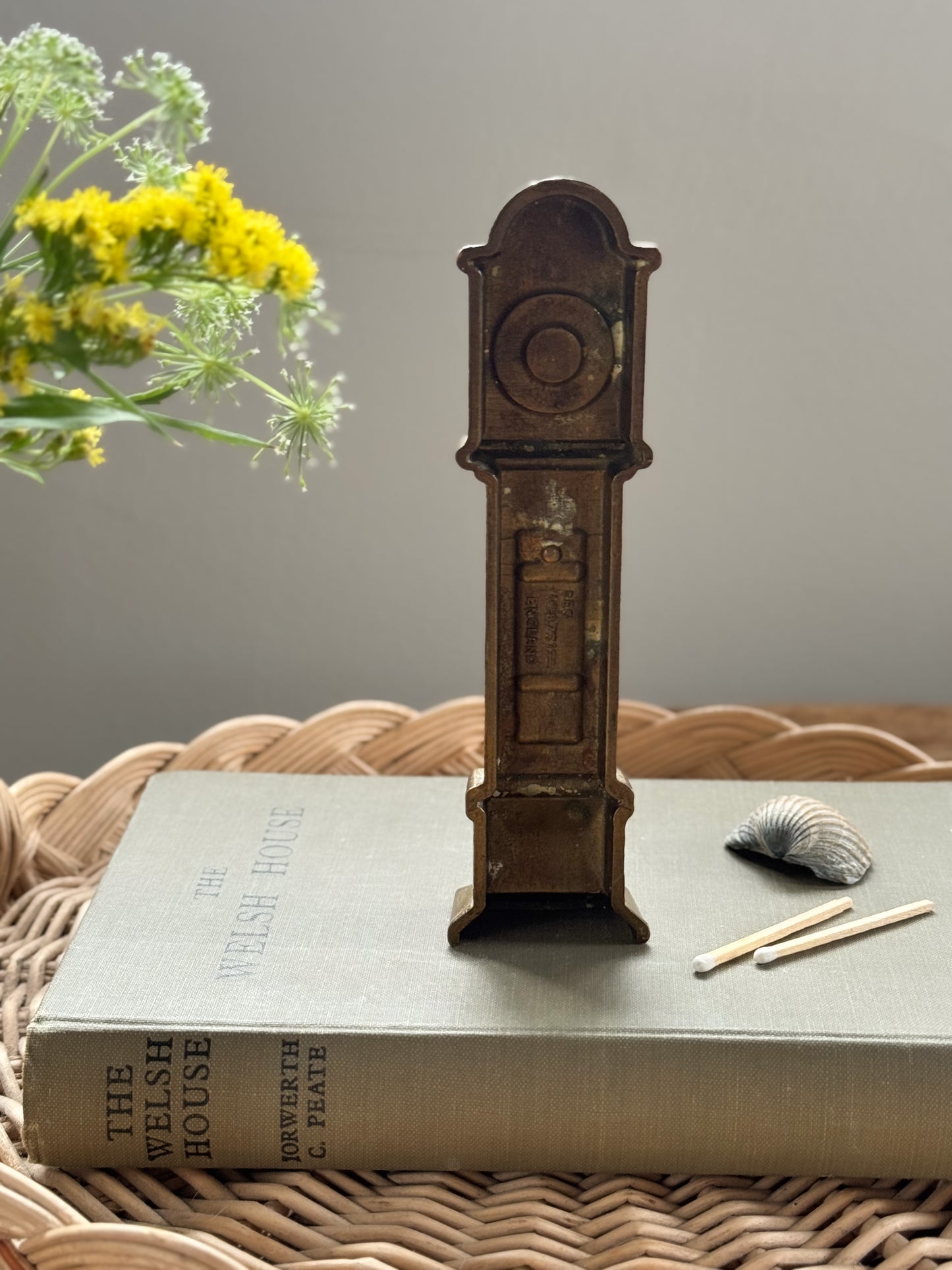 Vintage 1950s Solid Brass Grandfather Clock Ornament