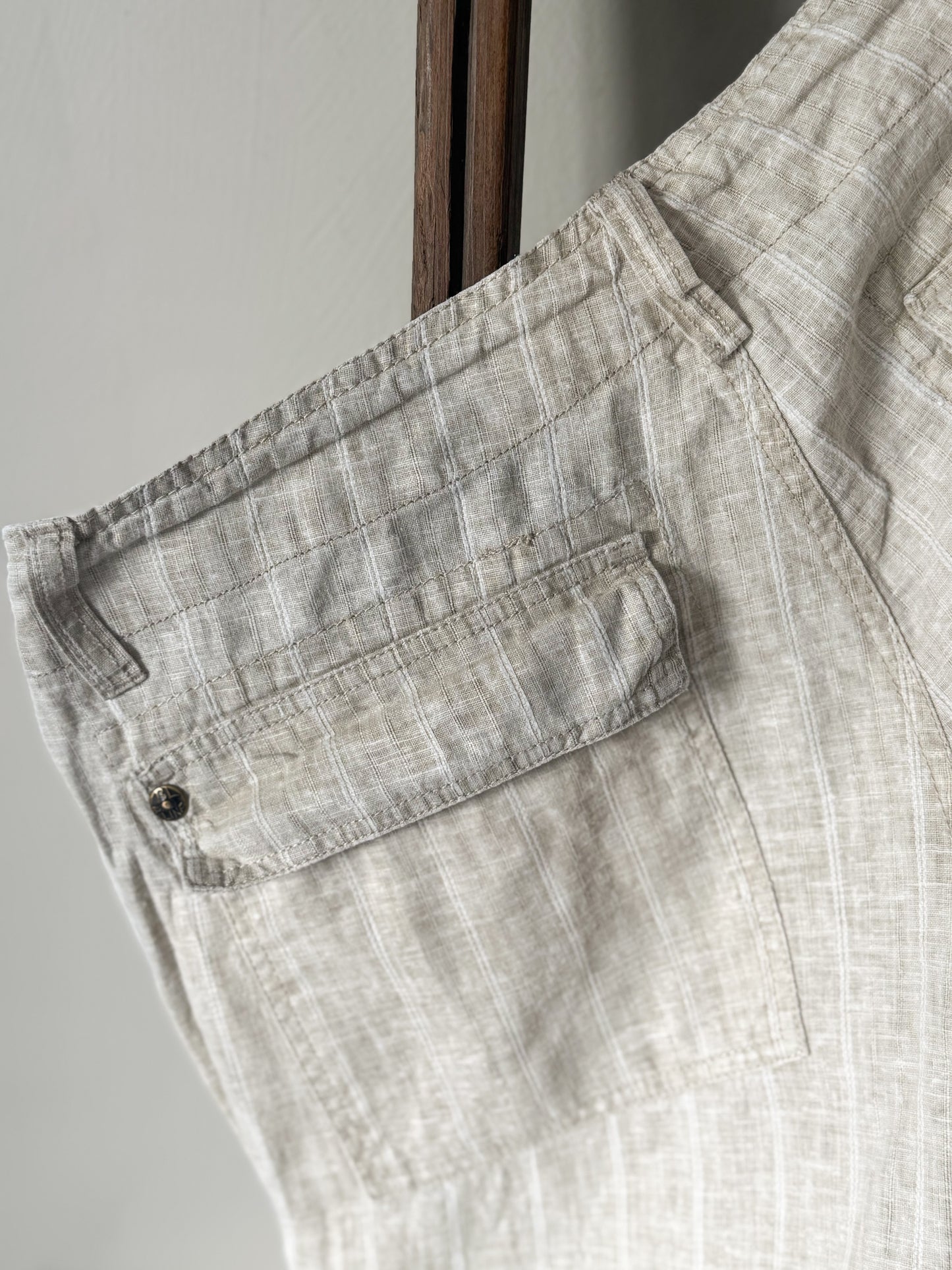 Subtle Stripe 100% Linen Trousers by Blue Line - Size L