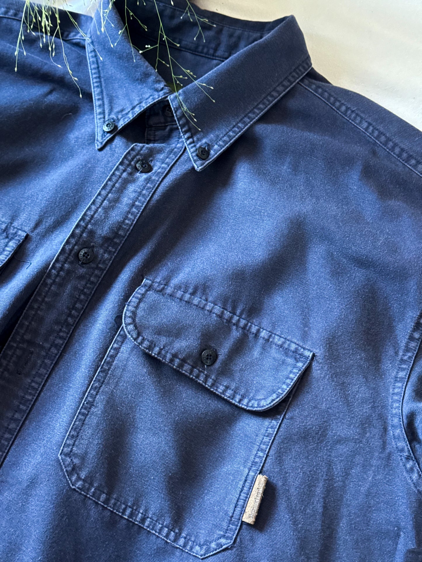 Vintage Timberland Shirt, Navy Blue, 100% Cotton, Size L