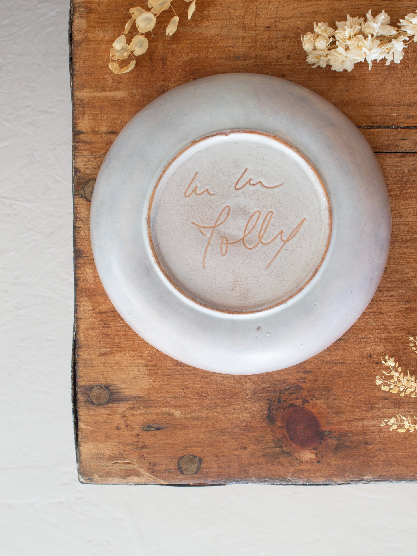 Vintage 1950s Marie-Madeleine Jolly Hand-Painted French Studio Pottery Botanical Bowl