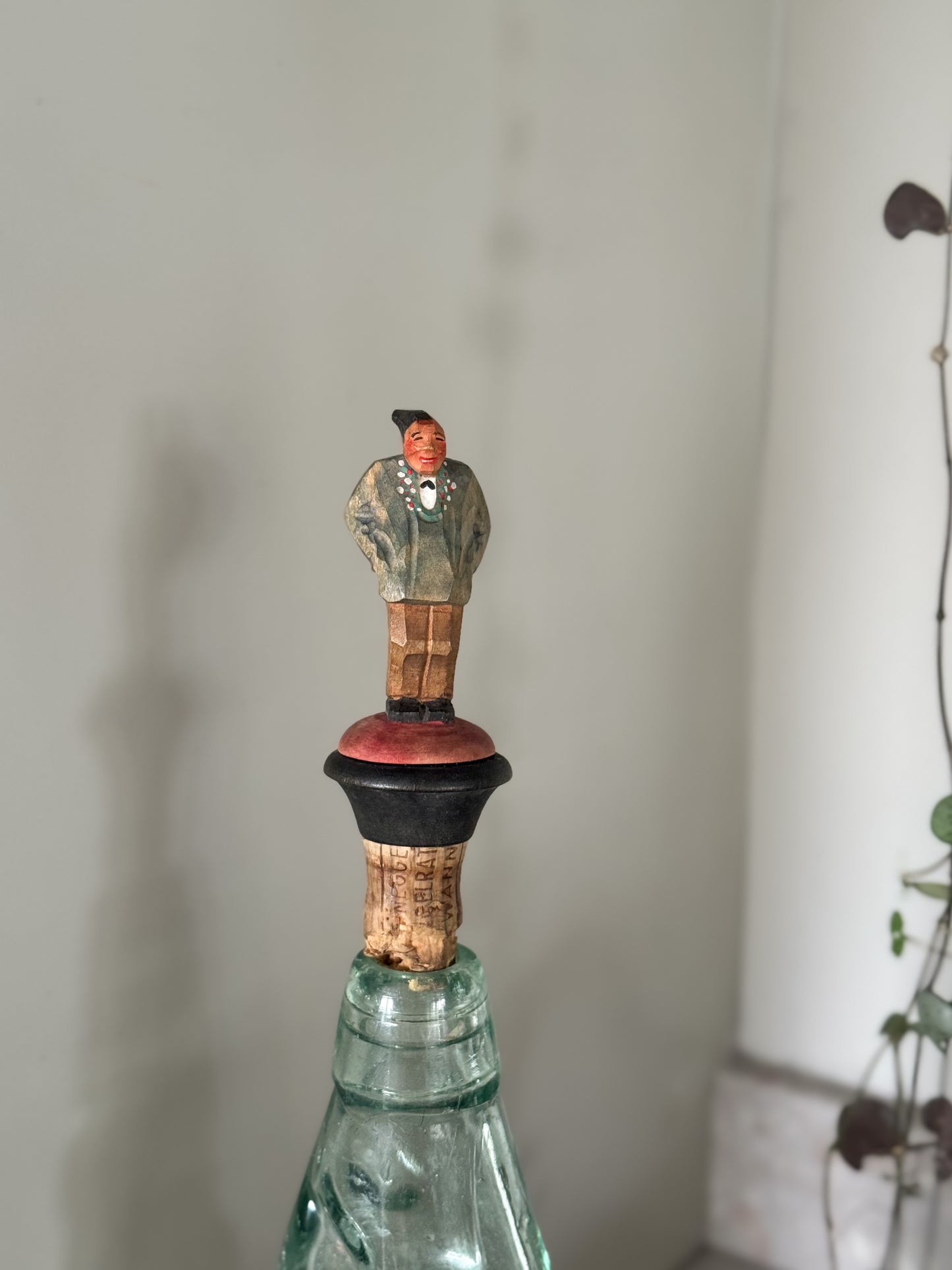 Hand-Carved Wooden Man Bottle Stopper