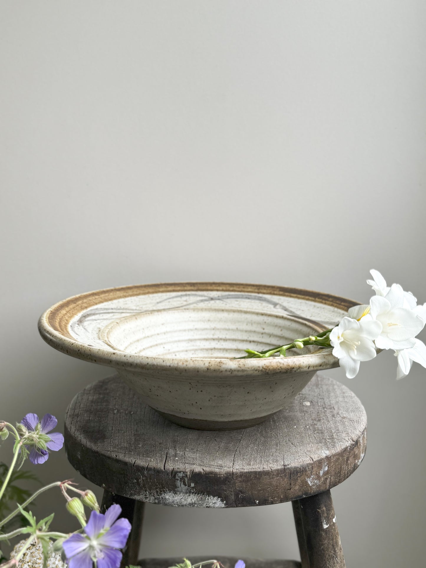 Large Studio Pottery Abstract Fruit Bowl