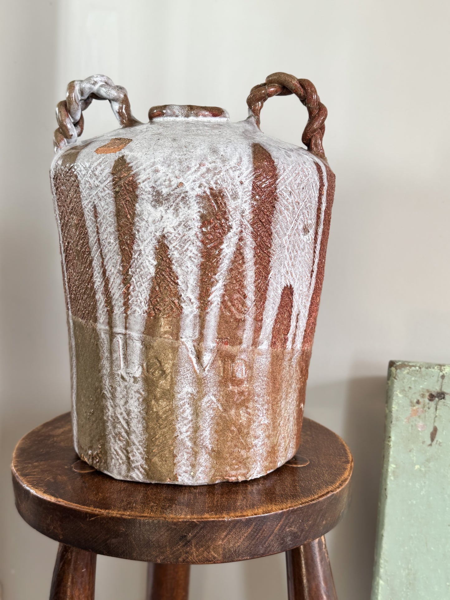 Large Midcentury French Studio Pottery Wine Jar - “Le Vin”