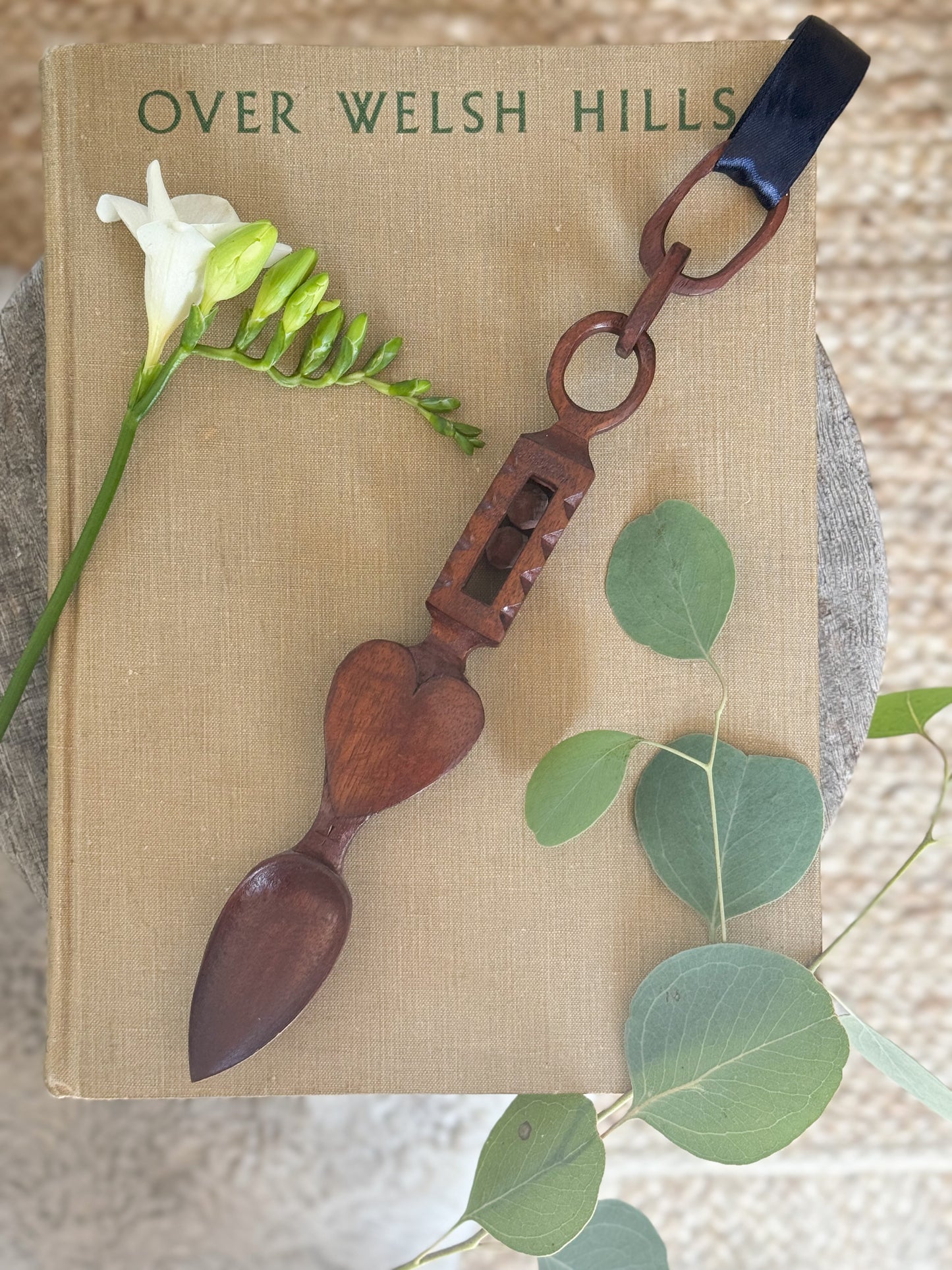Vintage Hand-Carved Welsh Love Spoon