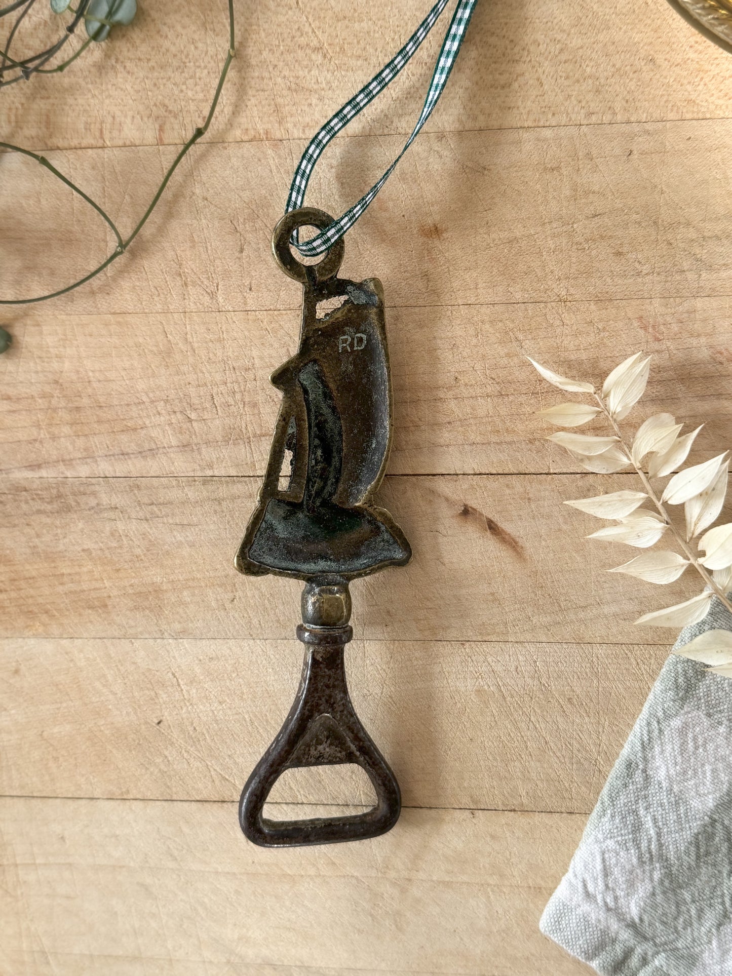 Antique Signed Brass Sailing Boat Beer Bottle Opener