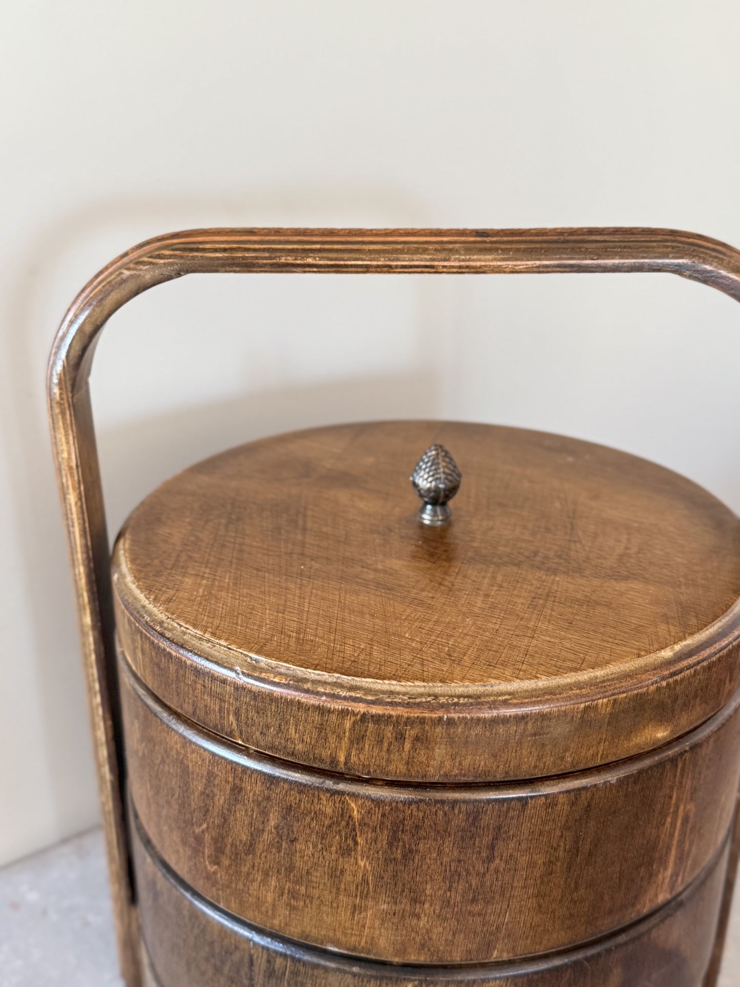 Vintage Wooden Stacking Bento Box | Food Container | Picnic Basket
