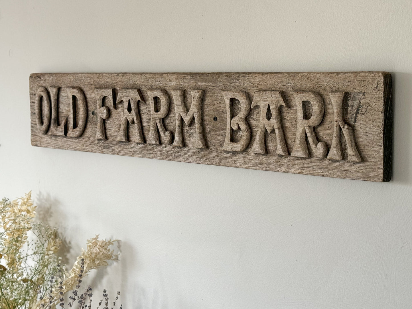 Large Handmade Rustic Wooden ‘Old Farm Bark’ Sign