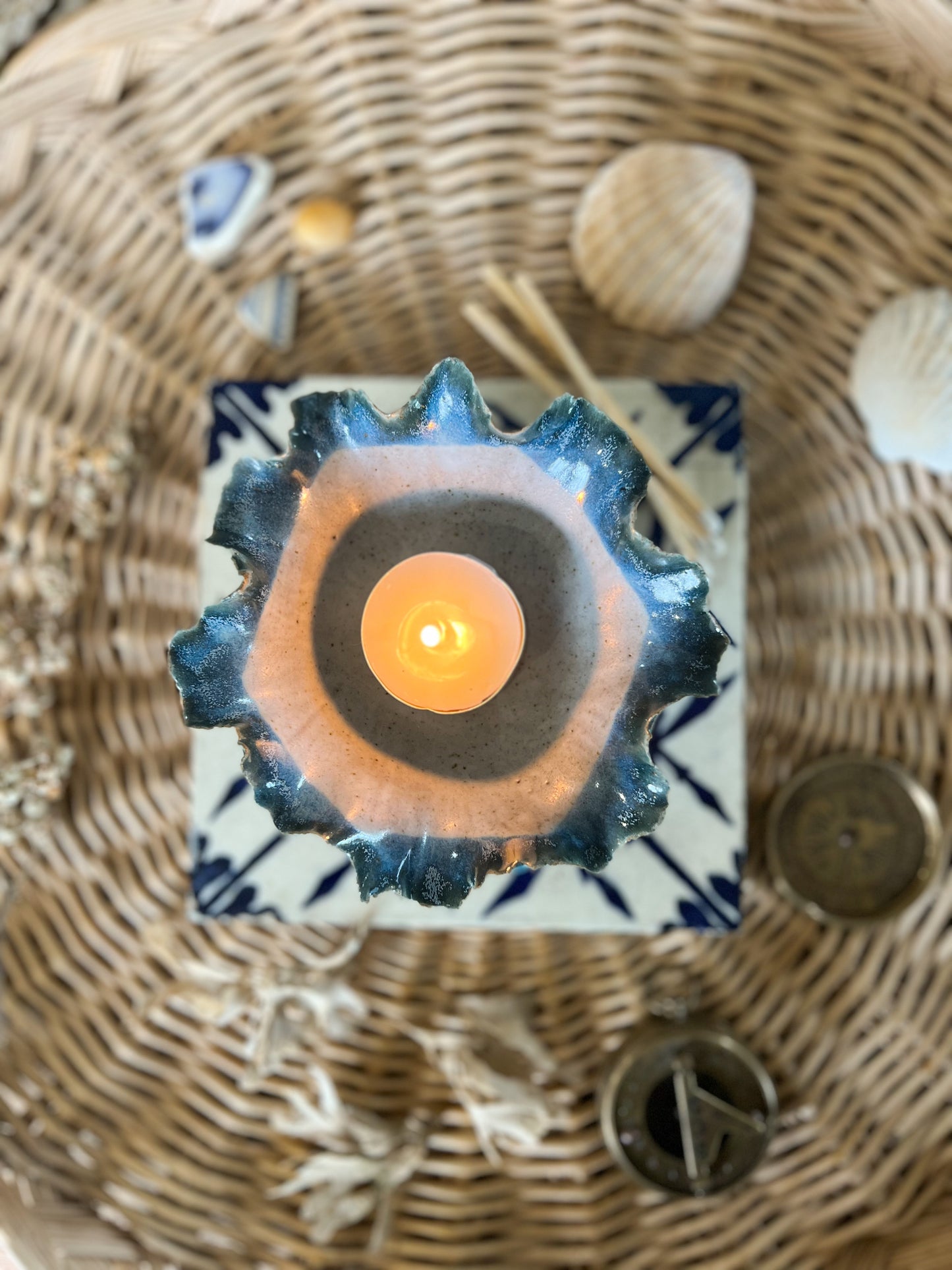 Studio Pottery Abstract Bowl • Tea-light Holder