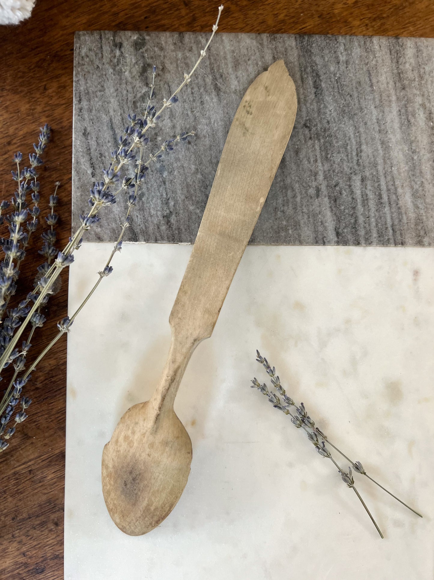 Antique Late 19th Century Hand-Carved Wooden Spoon