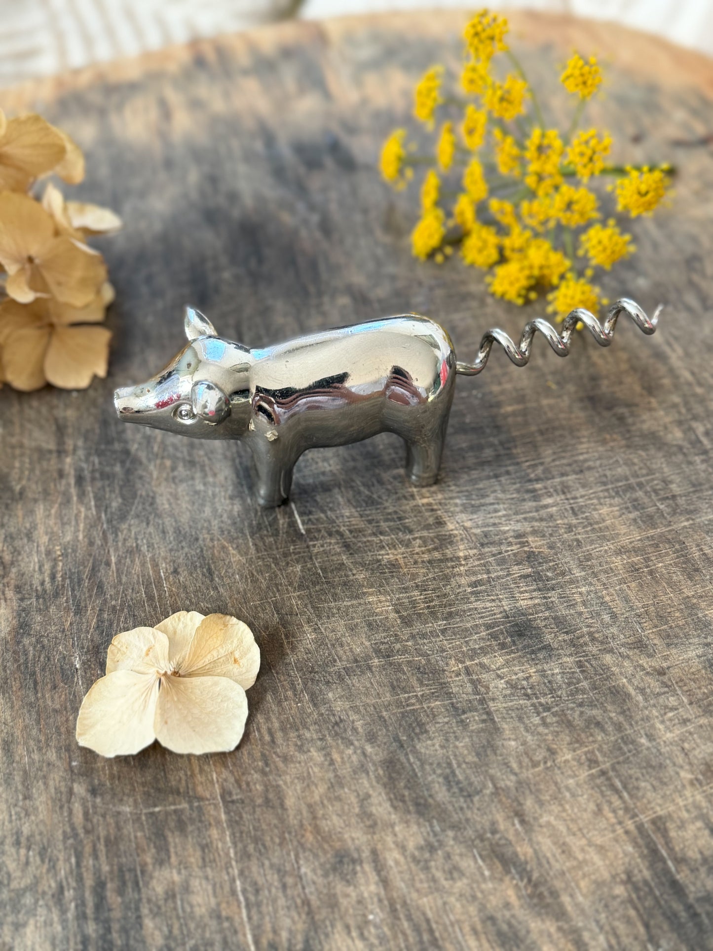 Vintage Chrome Little Pig Novelty Corkscrew