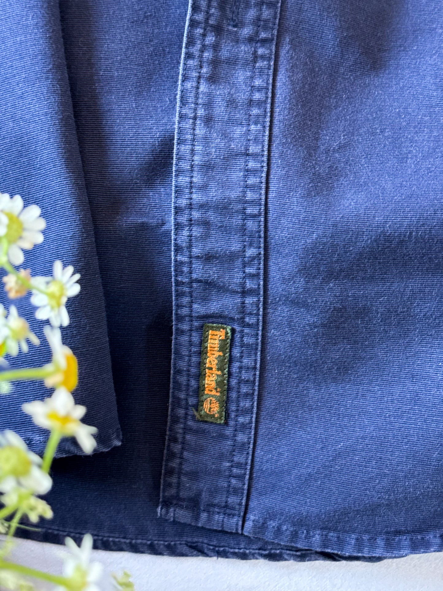 Vintage Timberland Shirt, Navy Blue, 100% Cotton, Size L