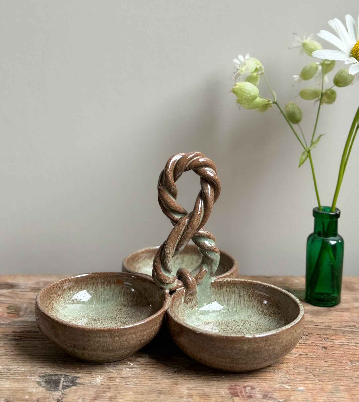 Studio Pottery Roped Handle Pinch Pot