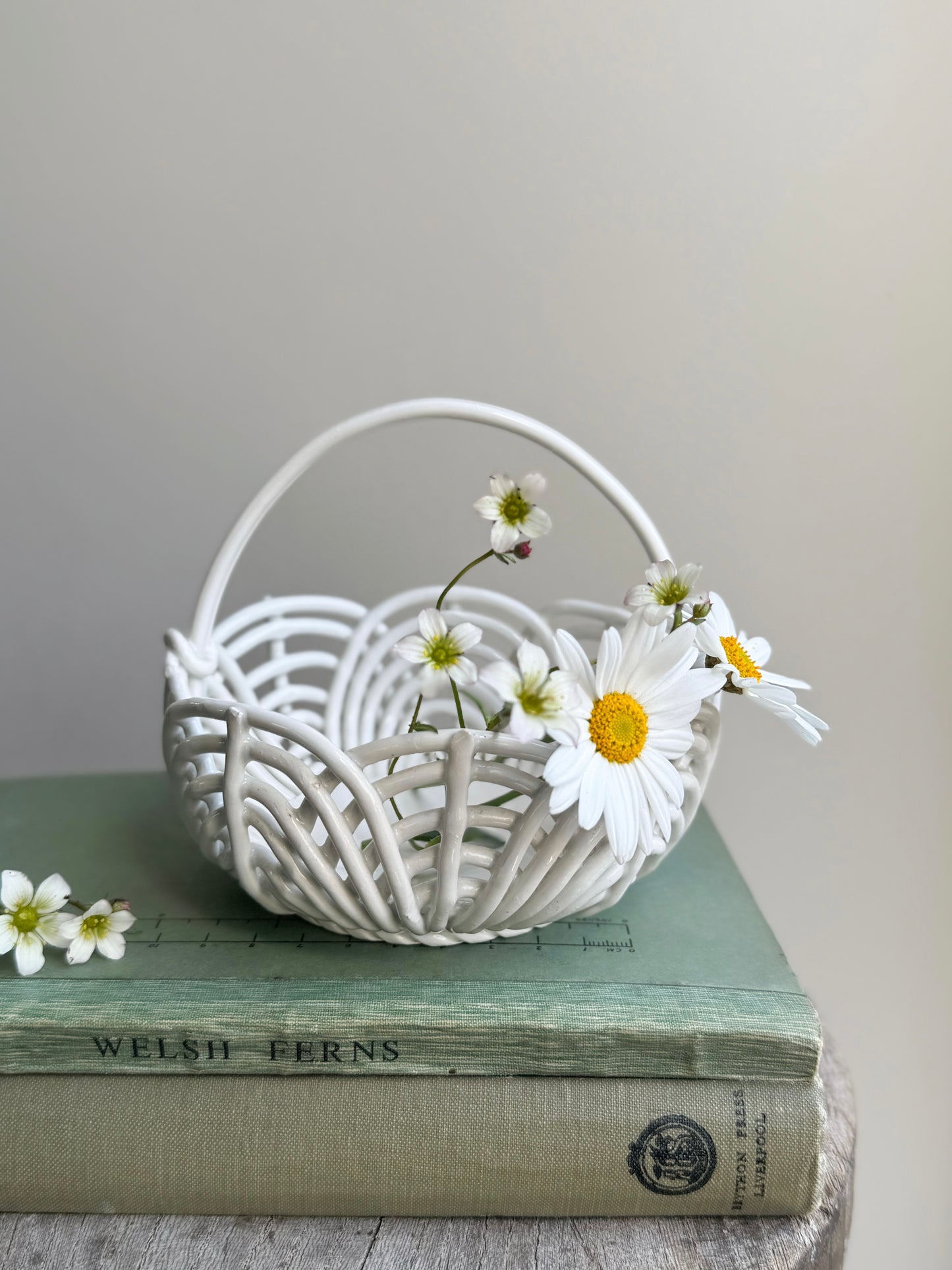Vintage Italian Ceramic Lattice Basket