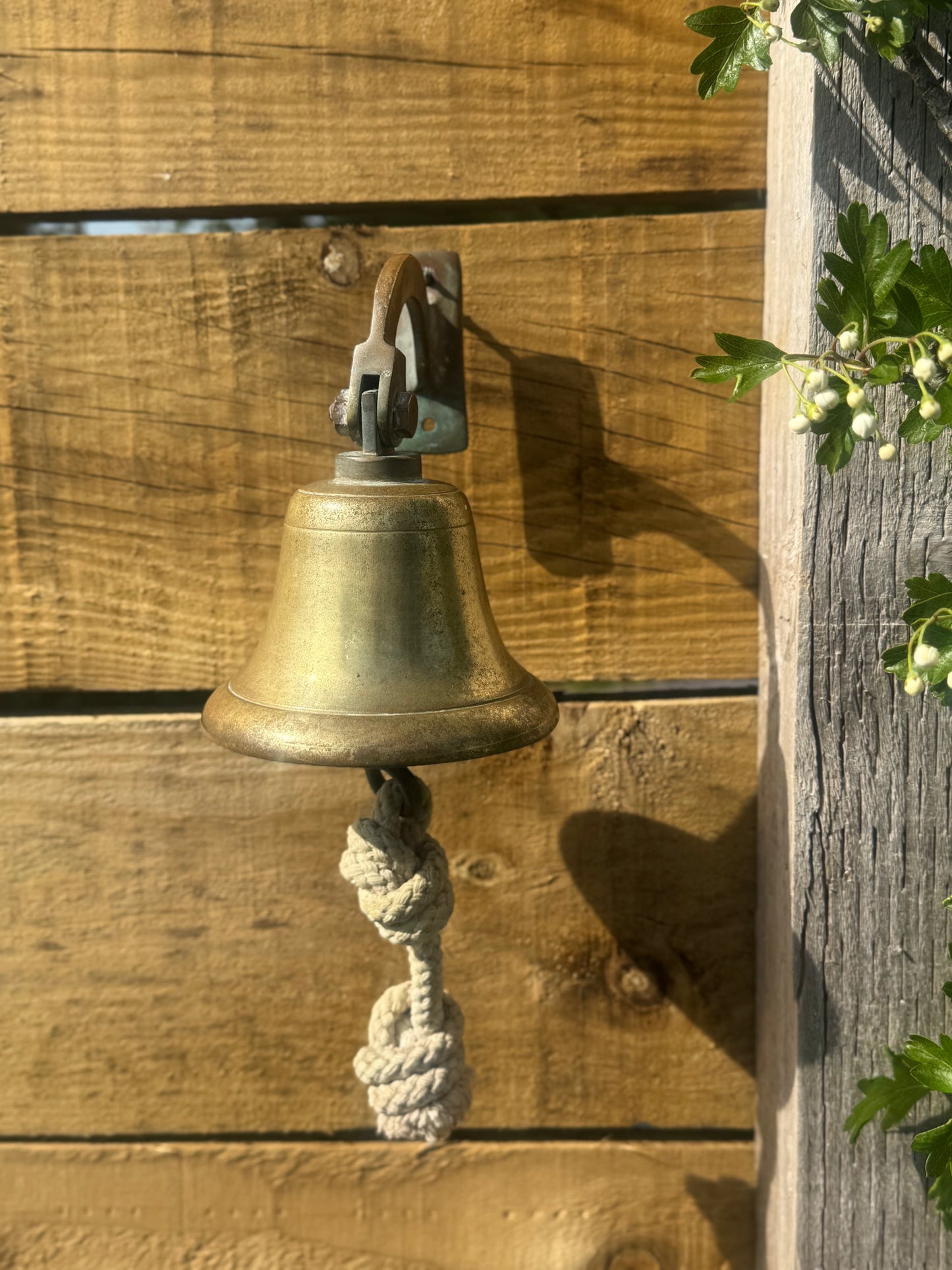 Vintage Solid Brass Ship’s Bell with Rope Pull