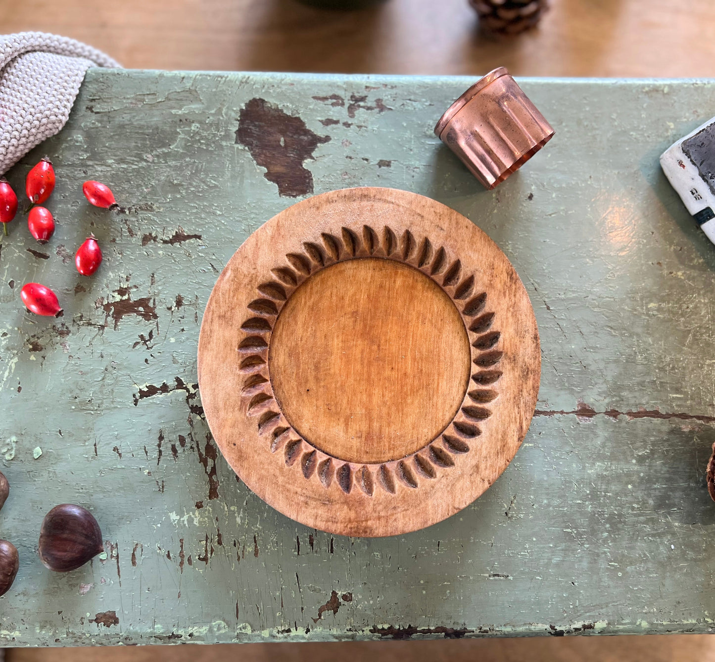 Antique Wooden Sun Shaped Shortbread Mould