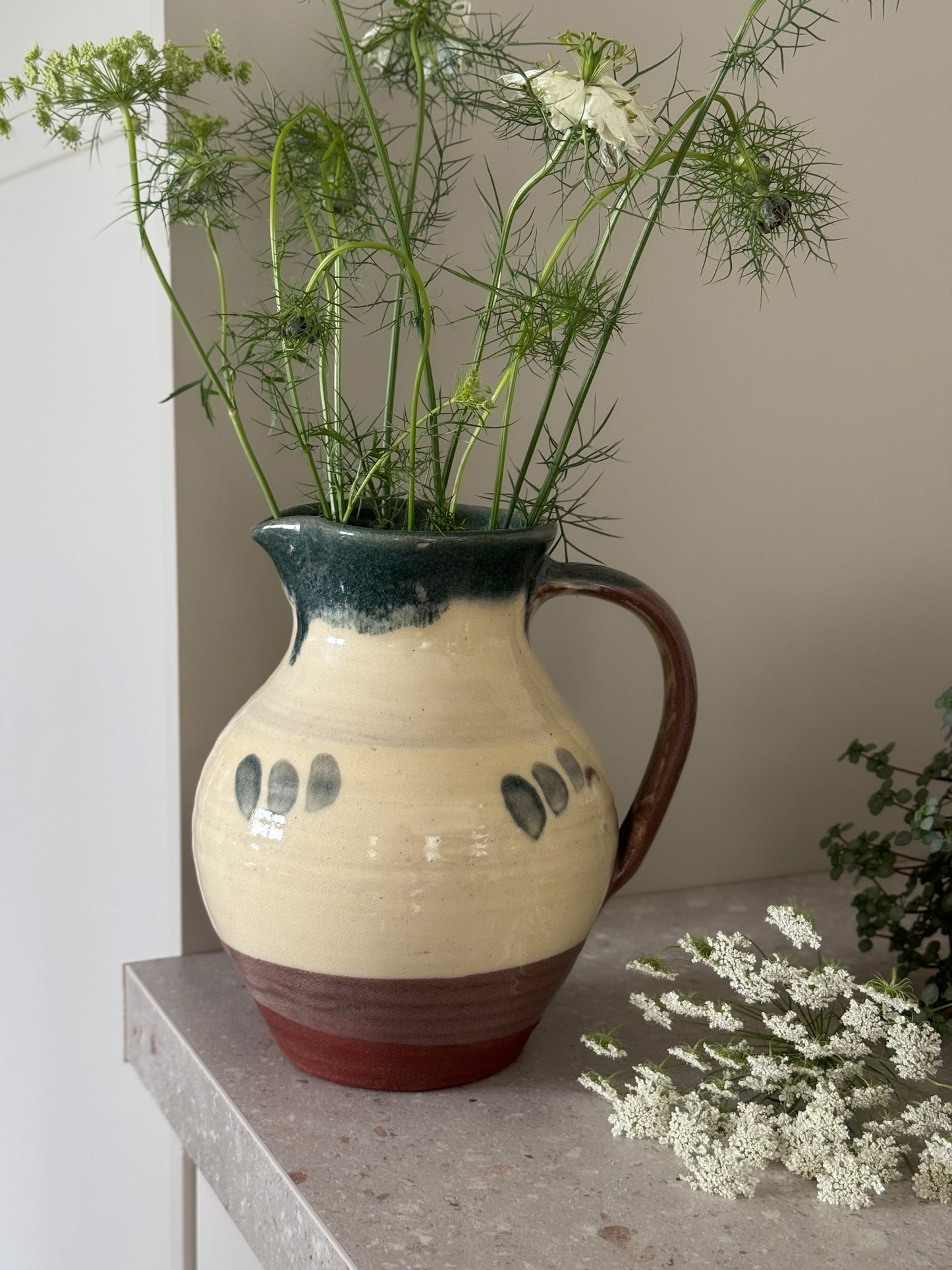 Large Vintage Wattisfield Ware Studio Pottery Slipware Jug, c.1950s–60s