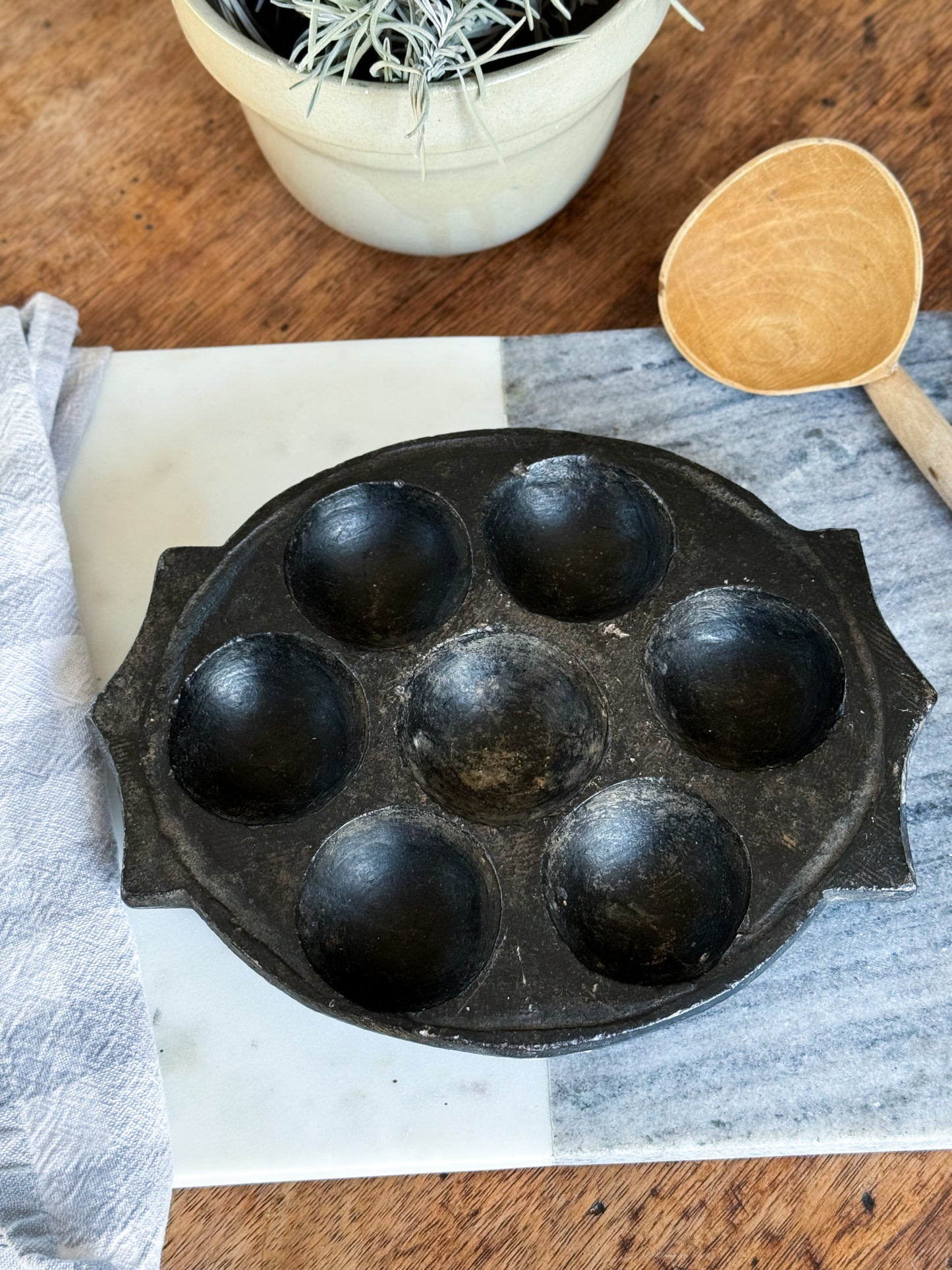 Antique Stone Indian Idli Dish