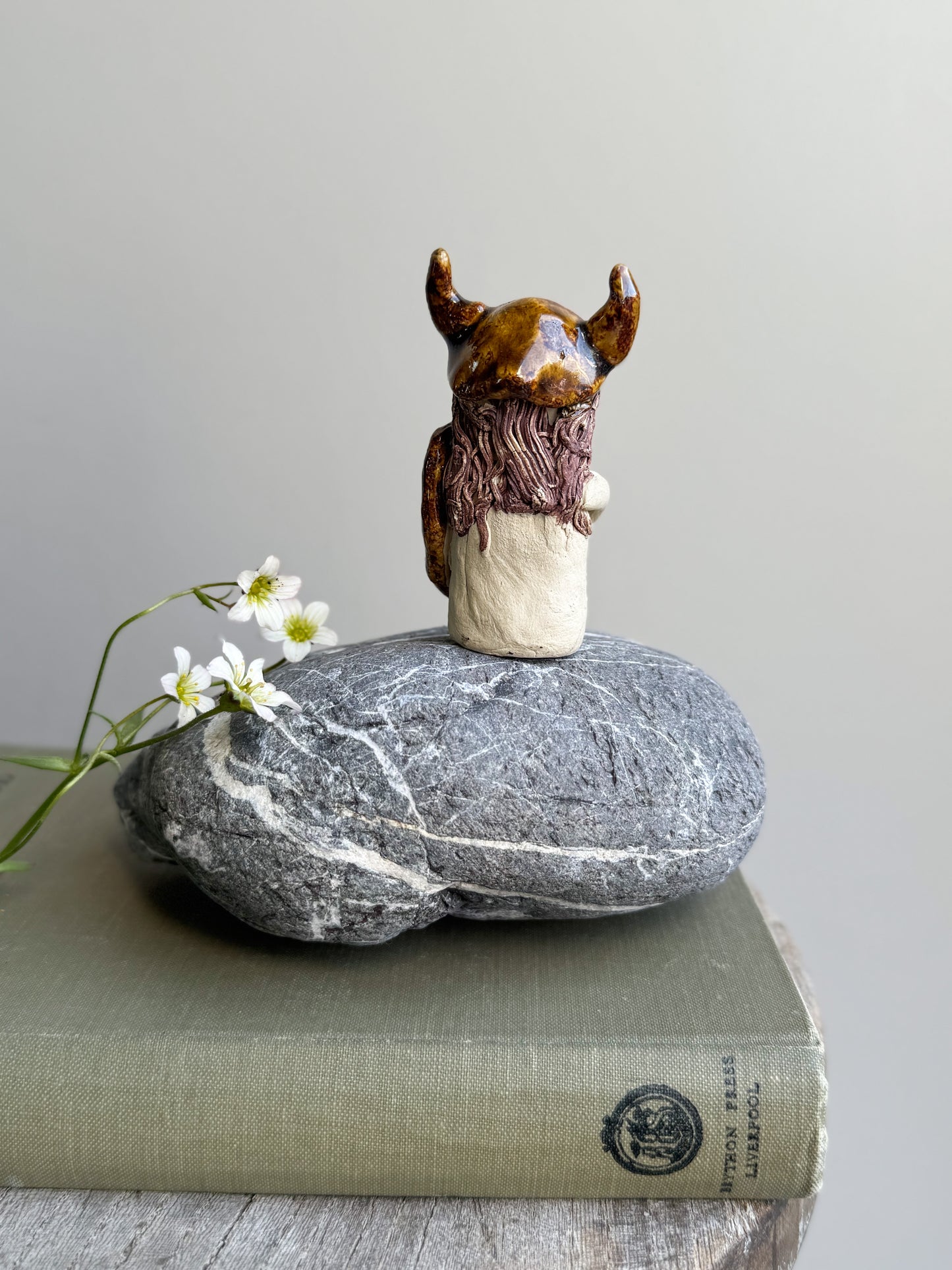 Vintage Studio Pottery Miniature Viking Sculpture